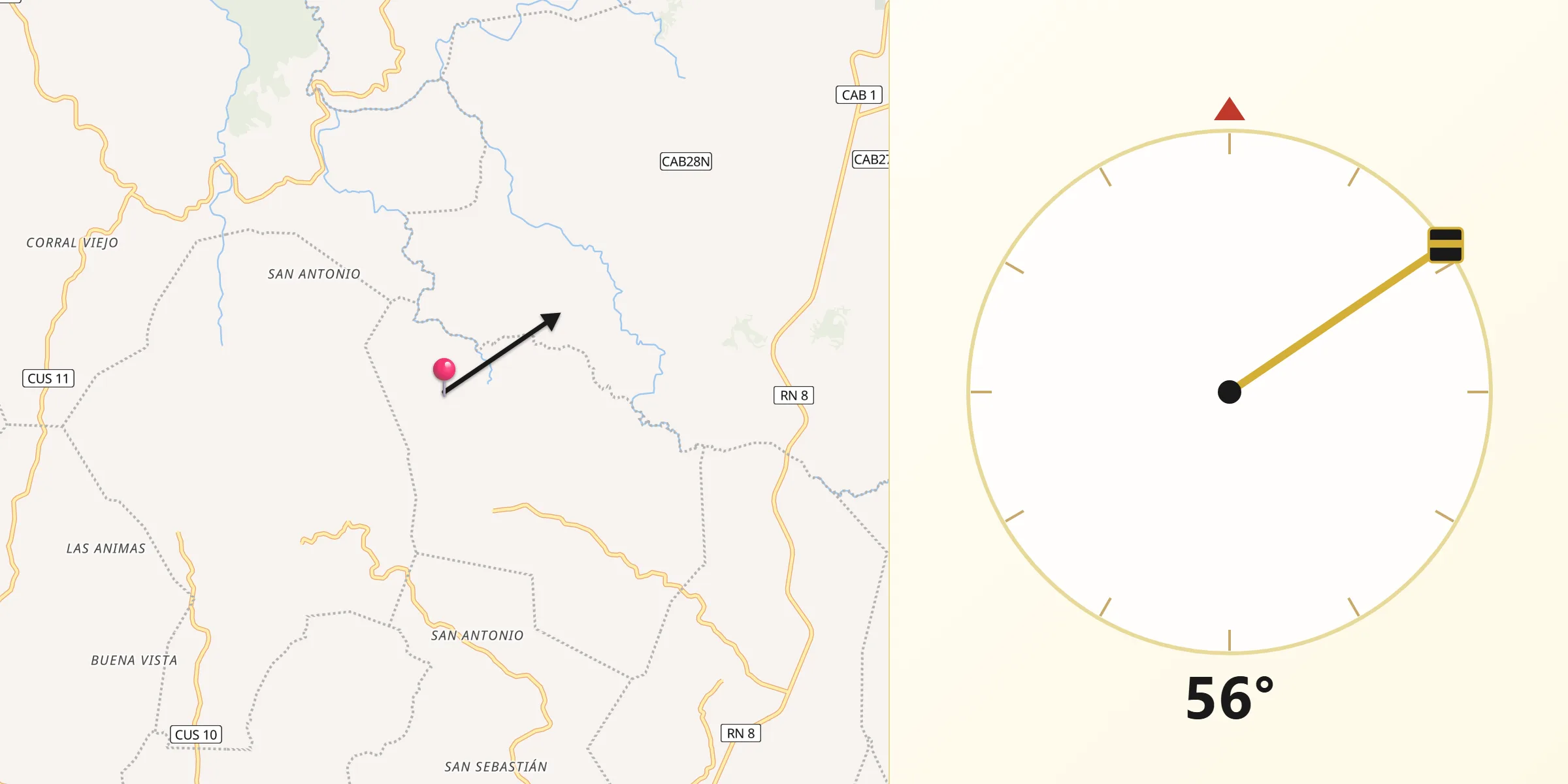 Dirección de la Qibla desde San Martín