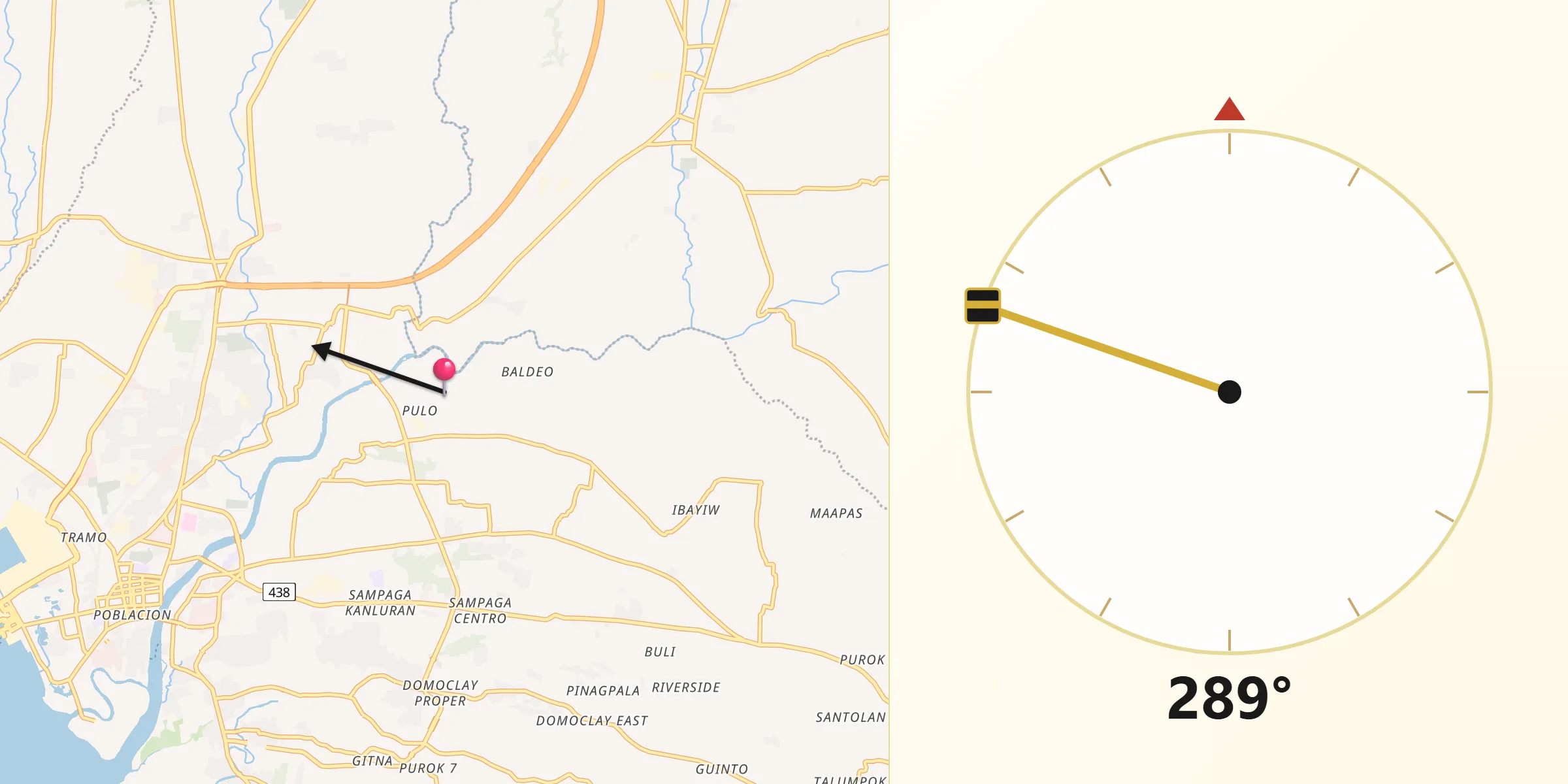 Qibla Direction from Rosario