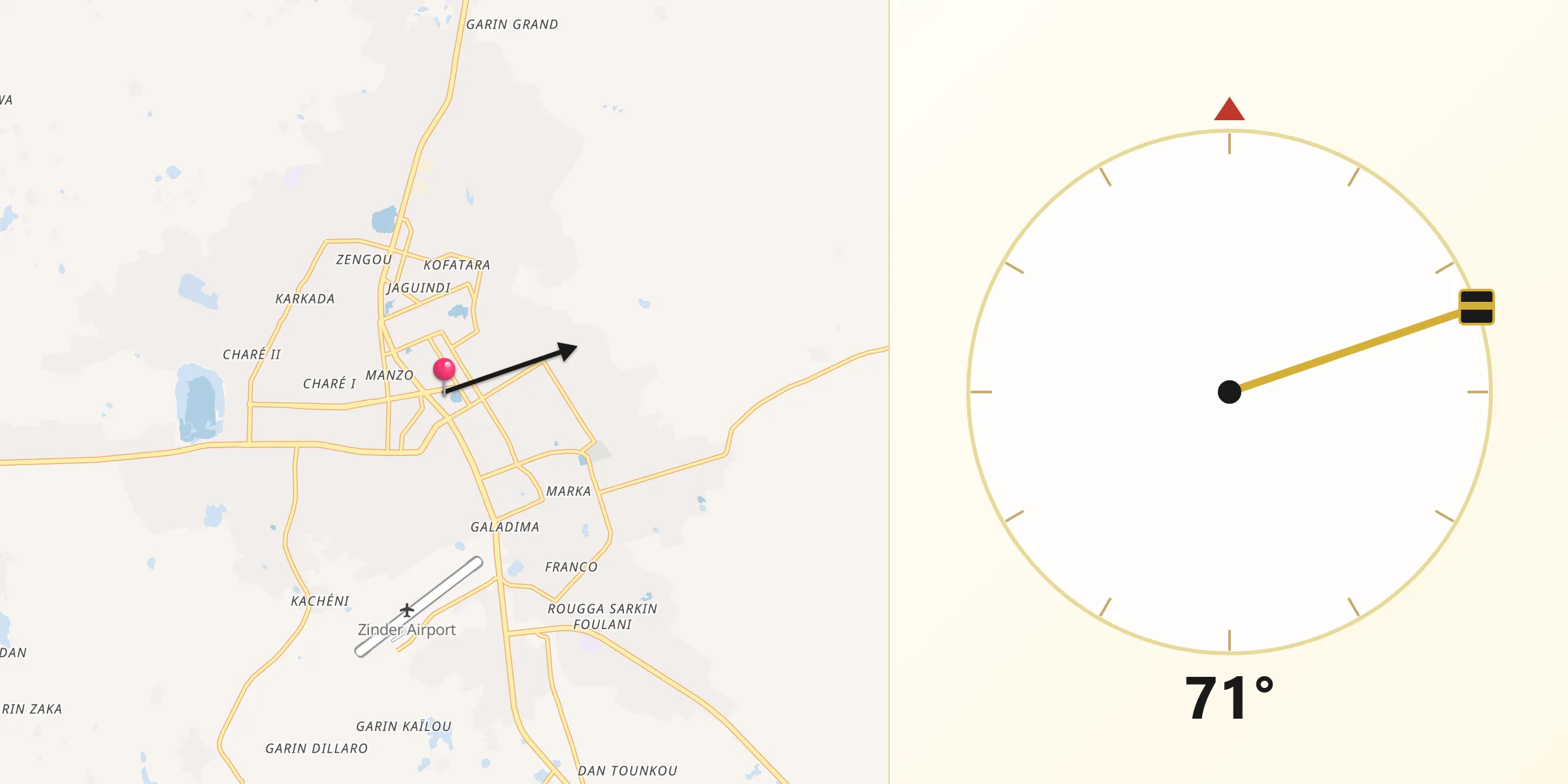 اتجاه القبلة من زيندر