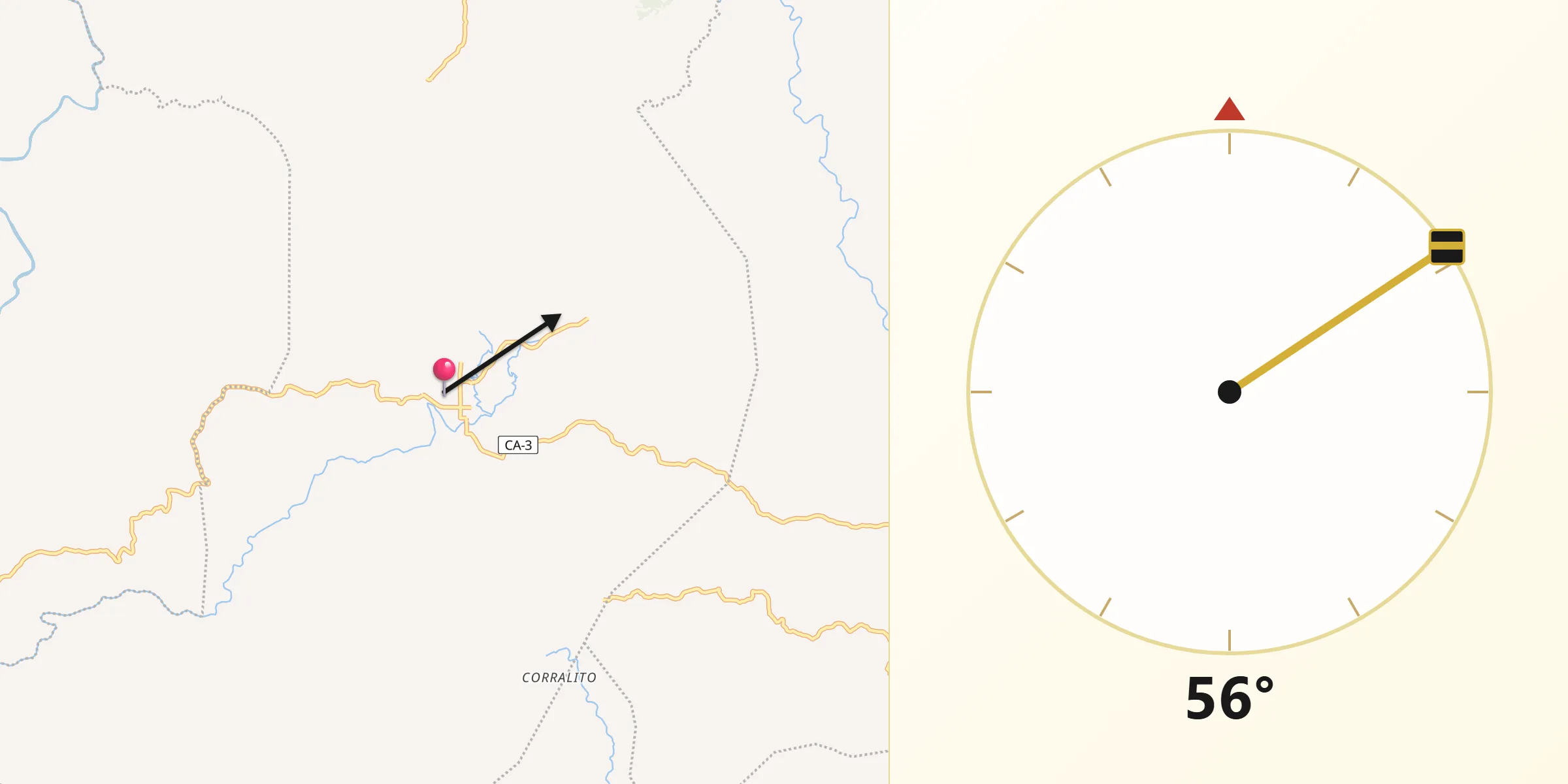 Dirección de la Qibla desde Corinto
