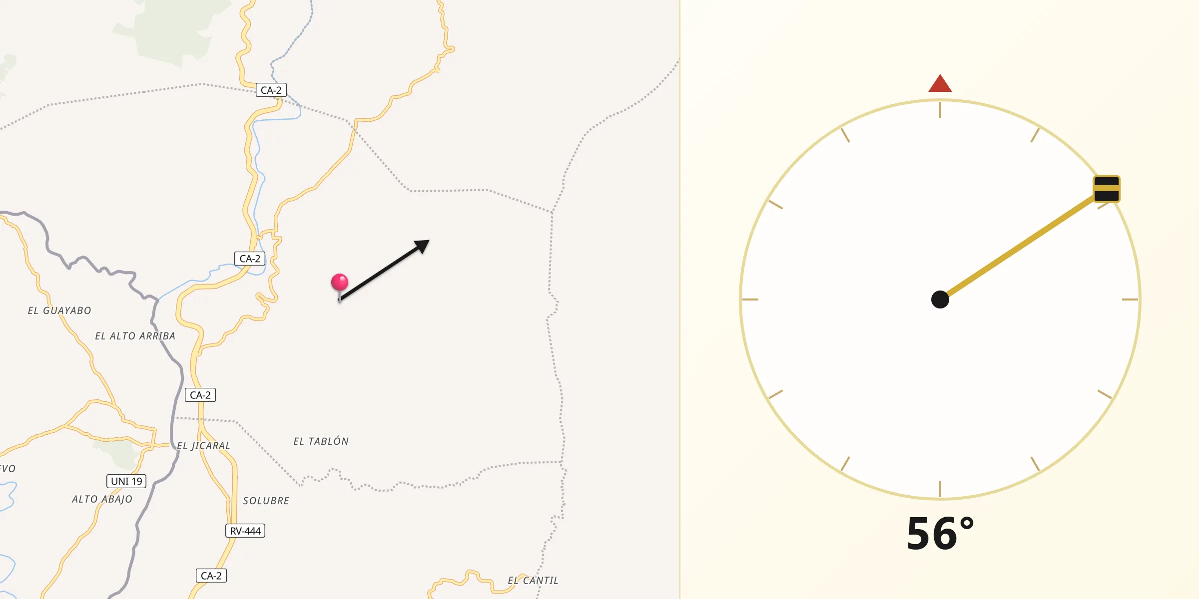 Dirección de la Qibla desde Caridad