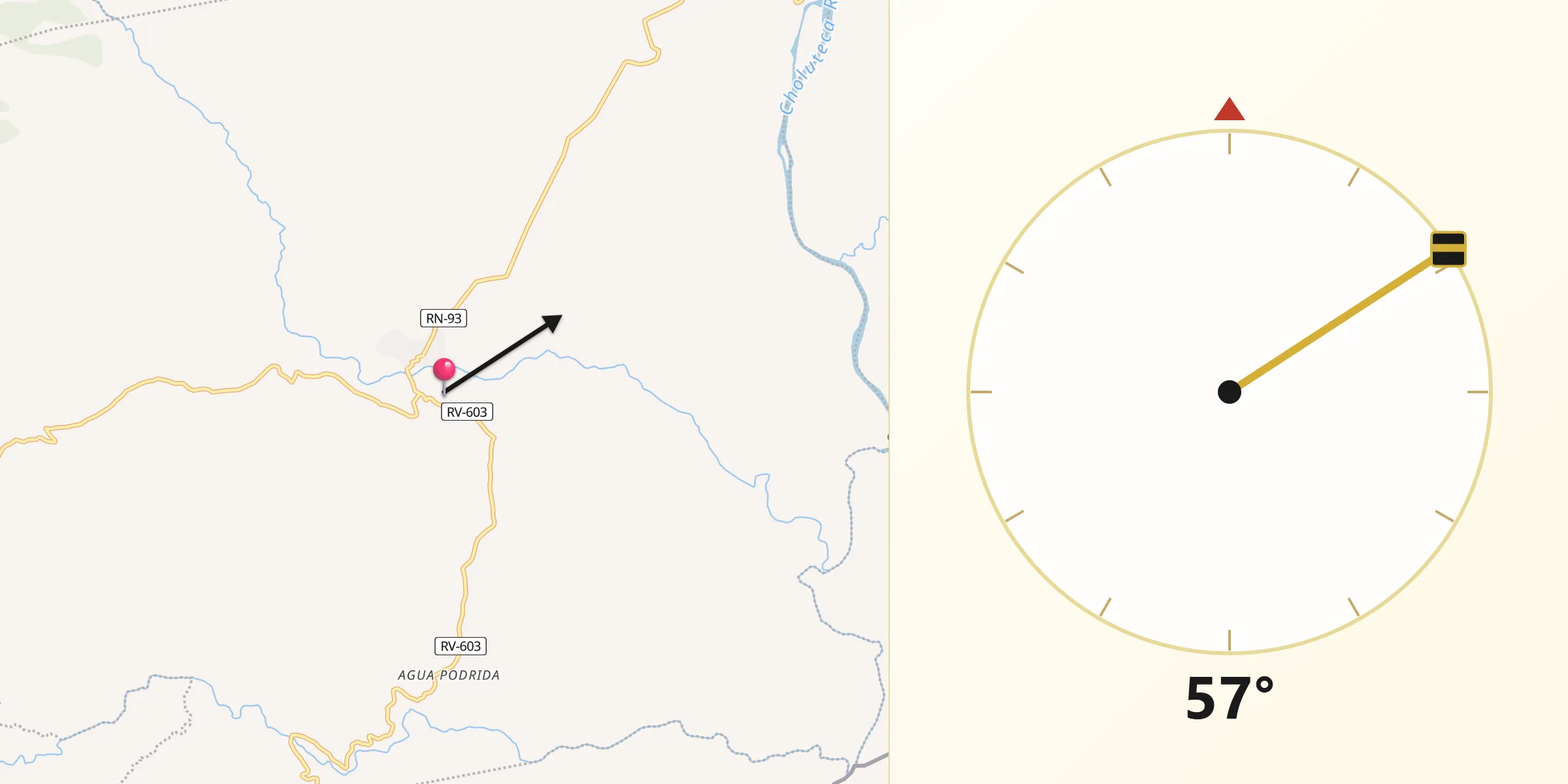 Dirección de la Qibla desde Oropolí