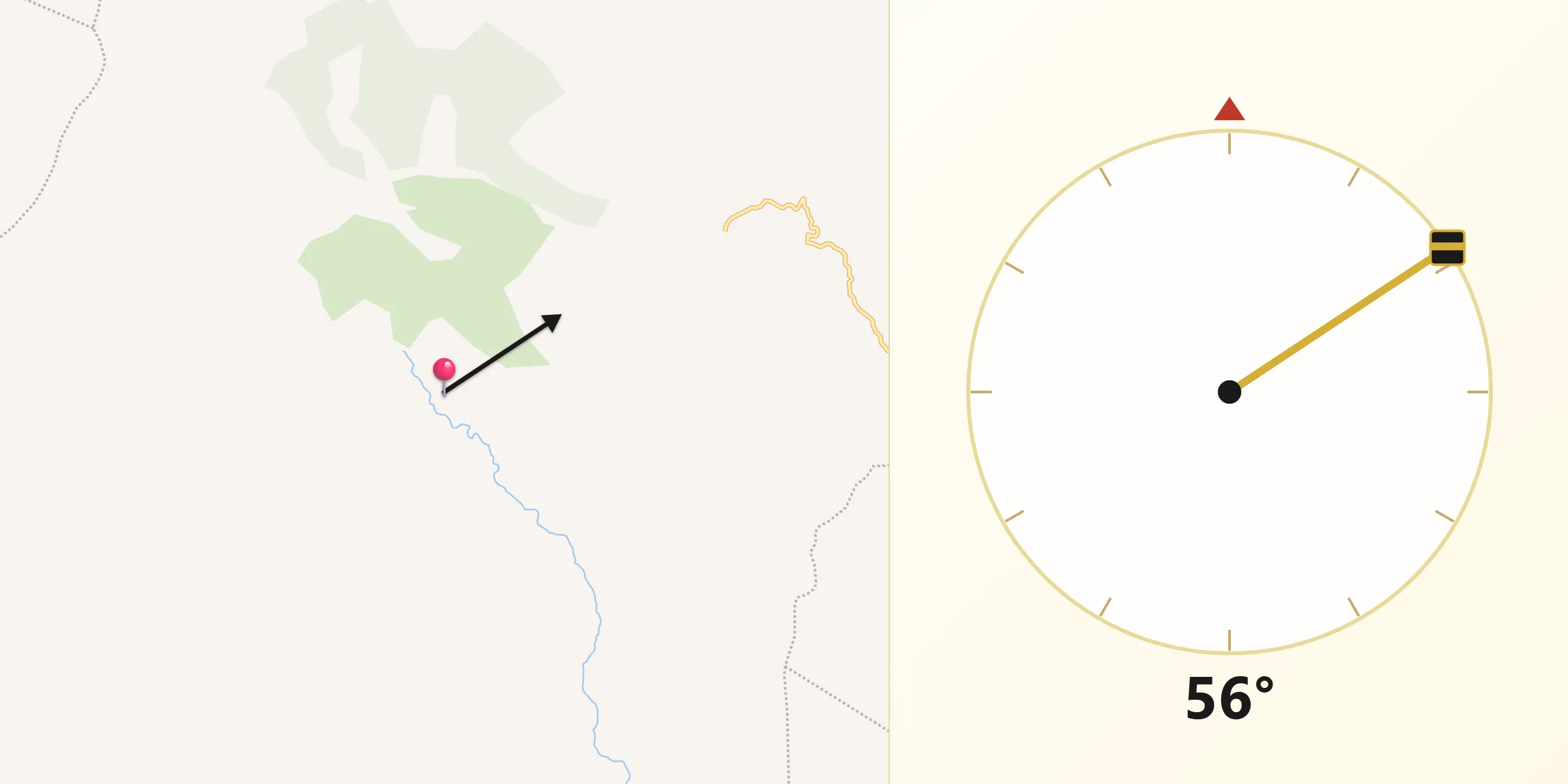 Dirección de la Qibla desde Curarén