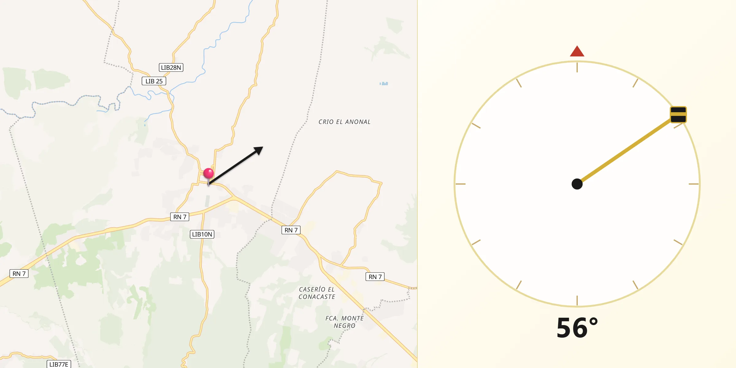 Dirección de la Qibla desde Quezaltepeque