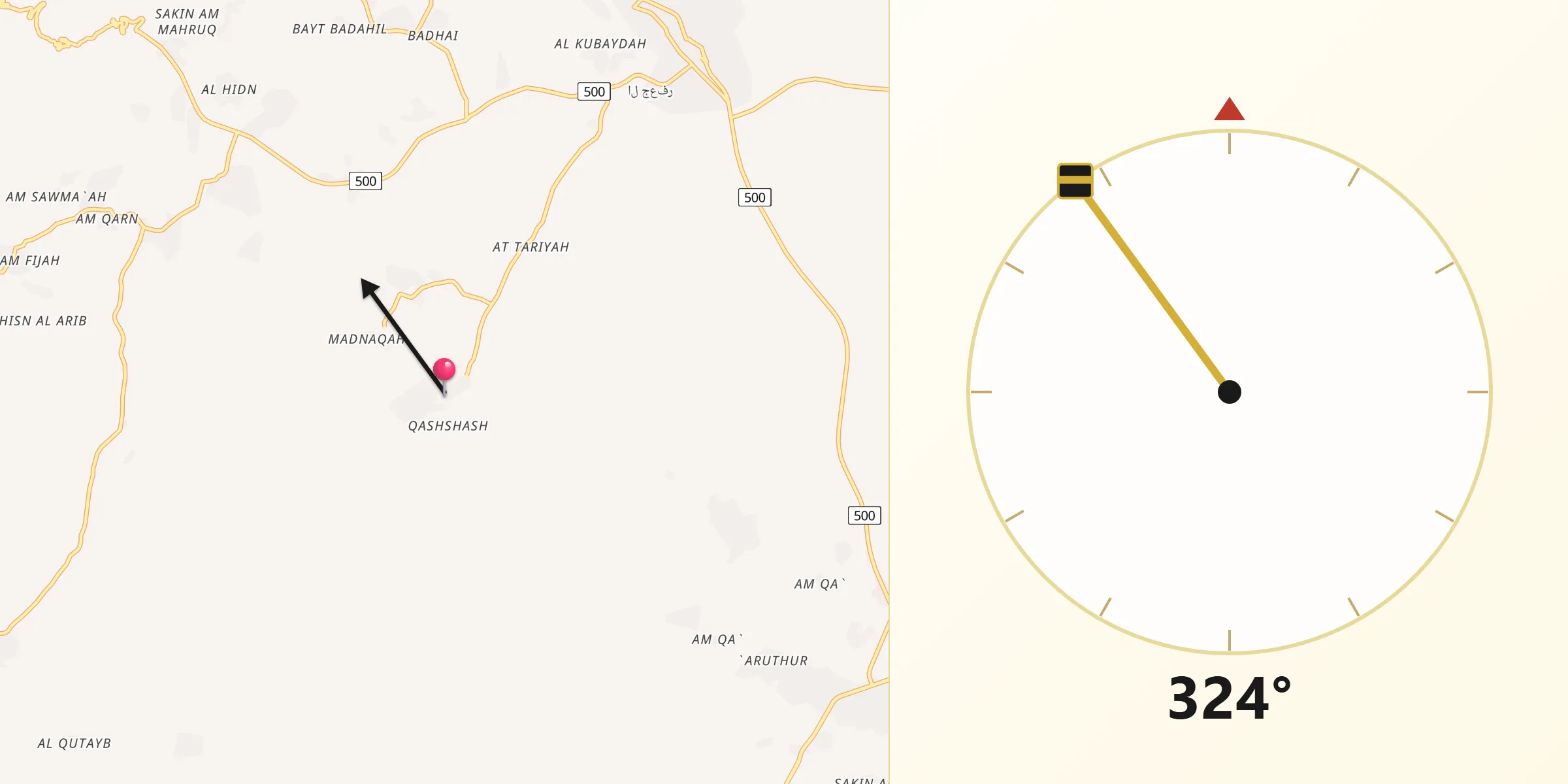 اتجاه القبلة من جوف المقباب