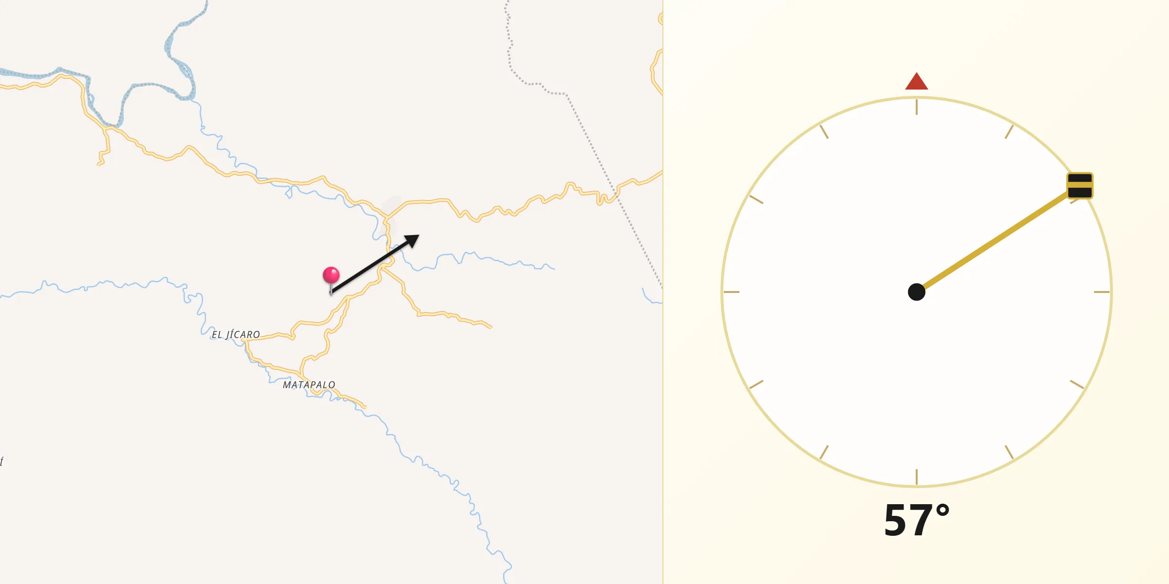 Dirección de la Qibla desde Alauca