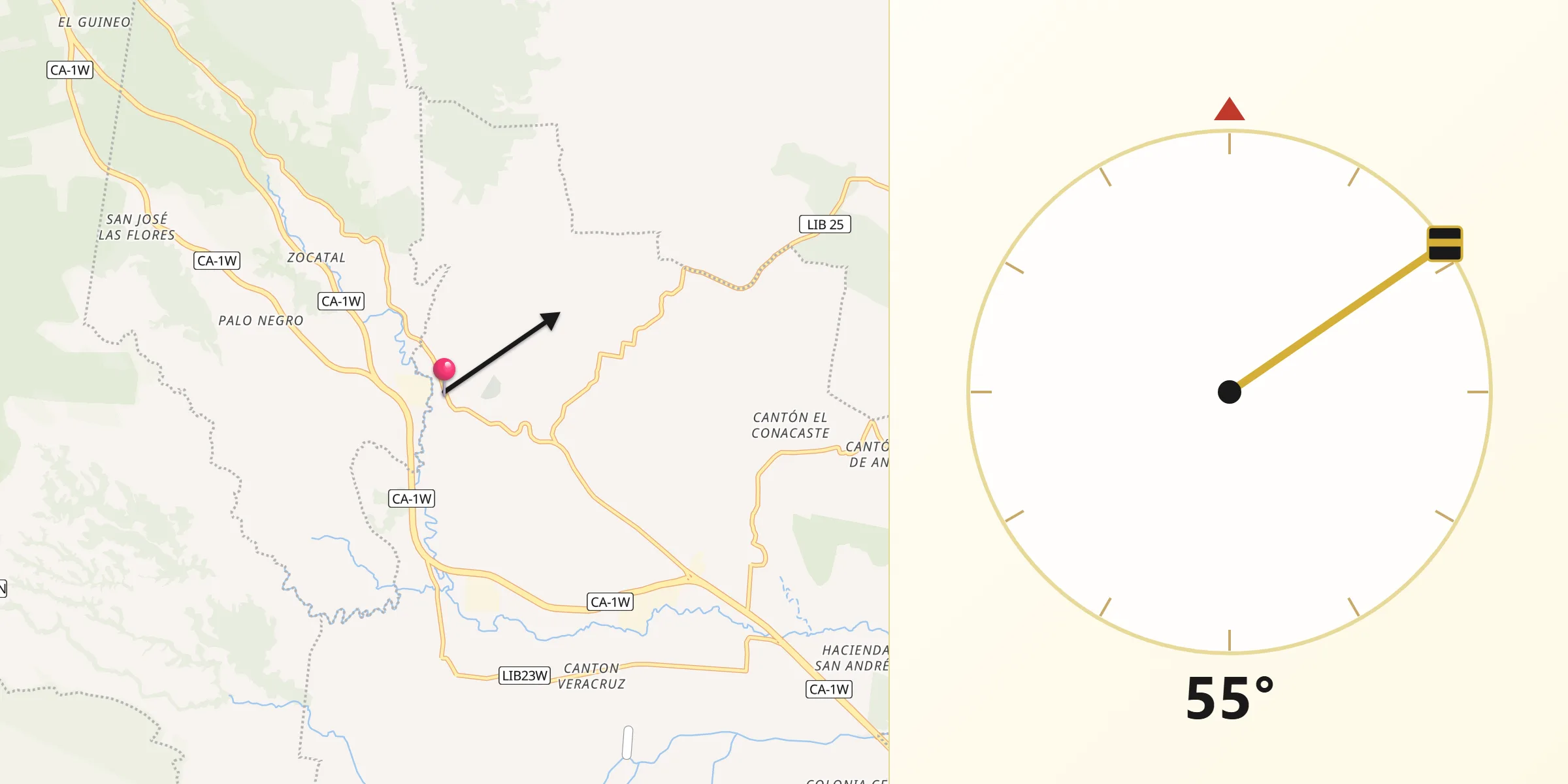 Dirección de la Qibla desde Ciudad Arce
