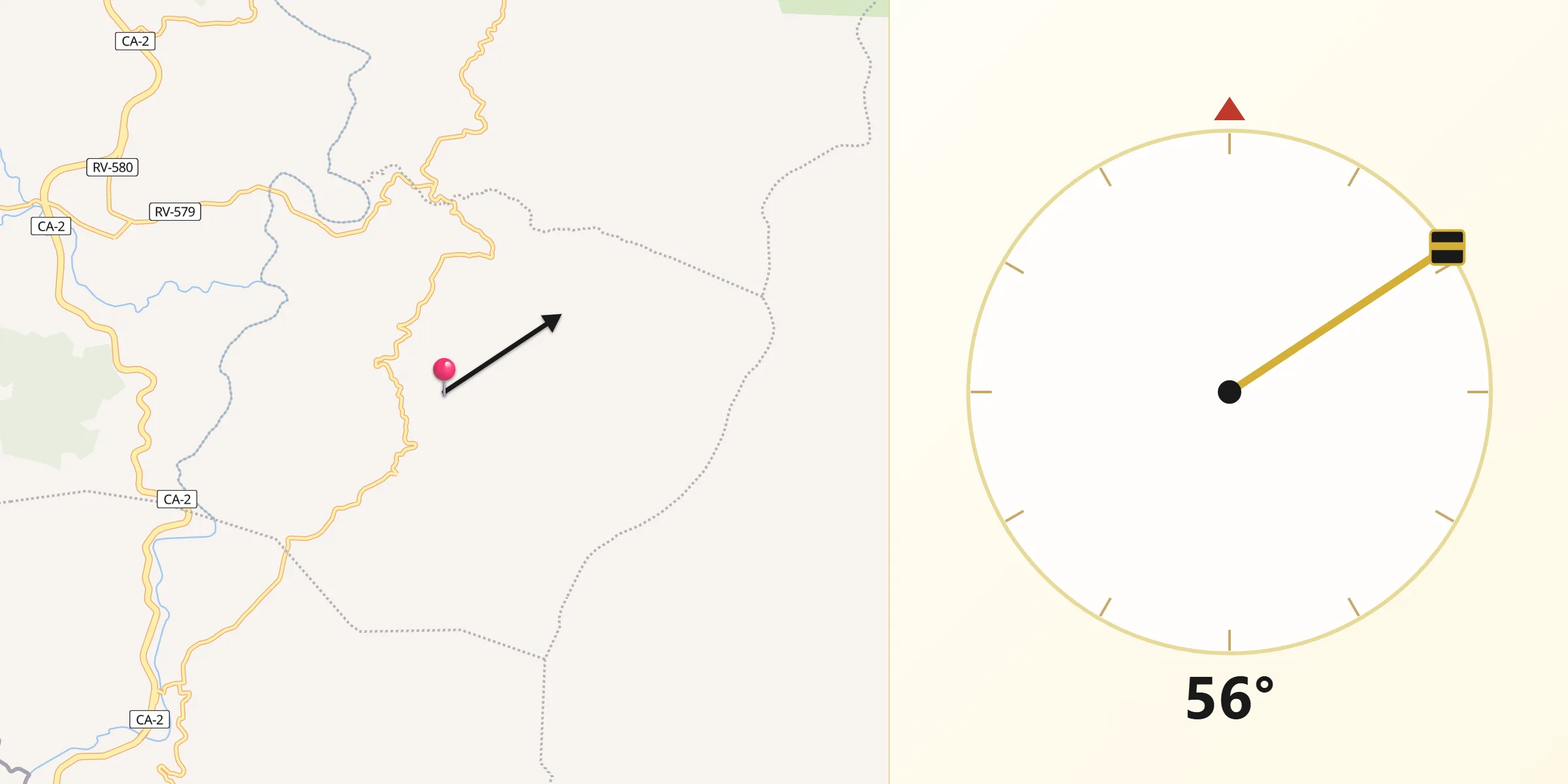Dirección de la Qibla desde Lauterique