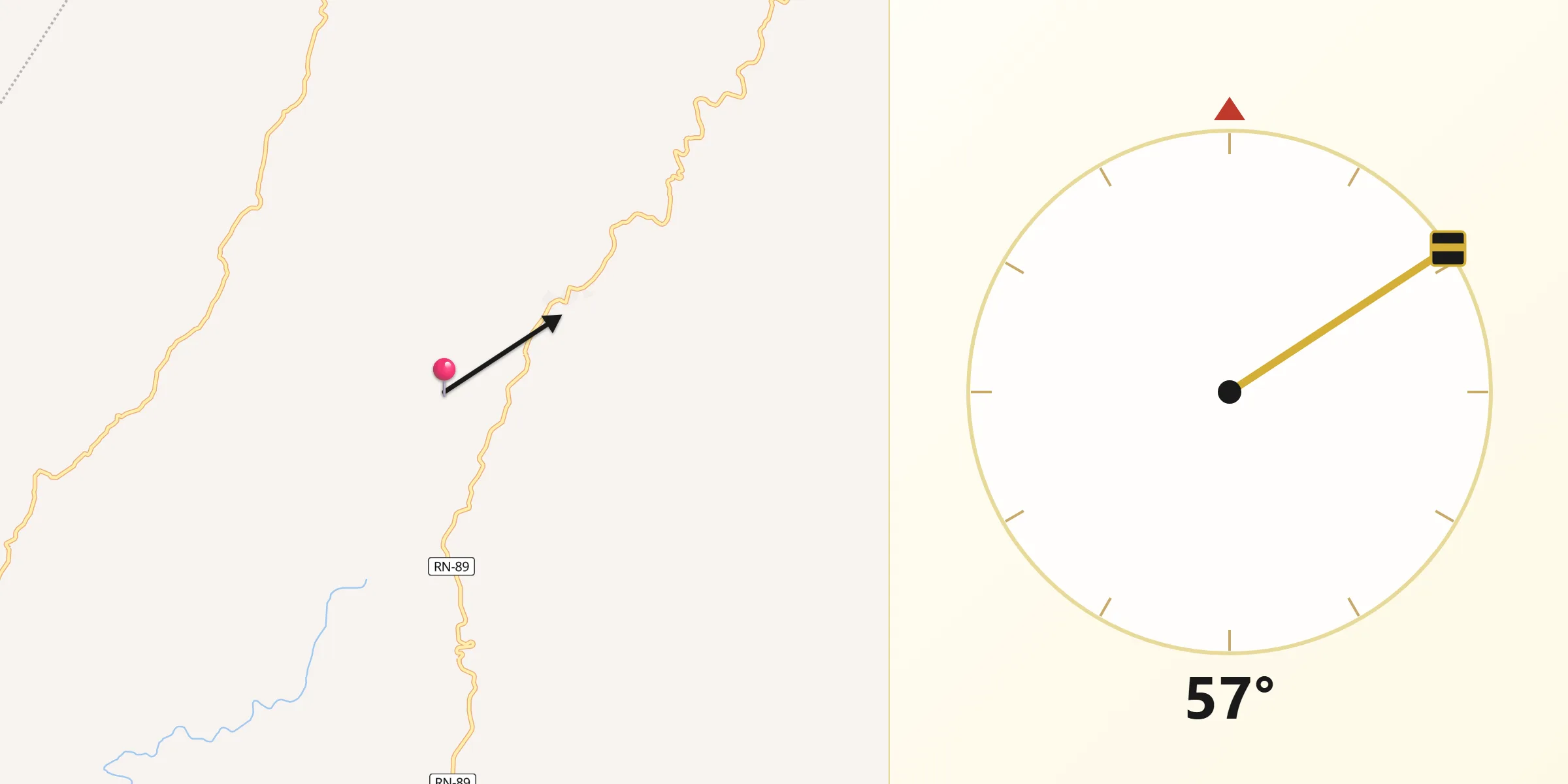 Dirección de la Qibla desde Maraita
