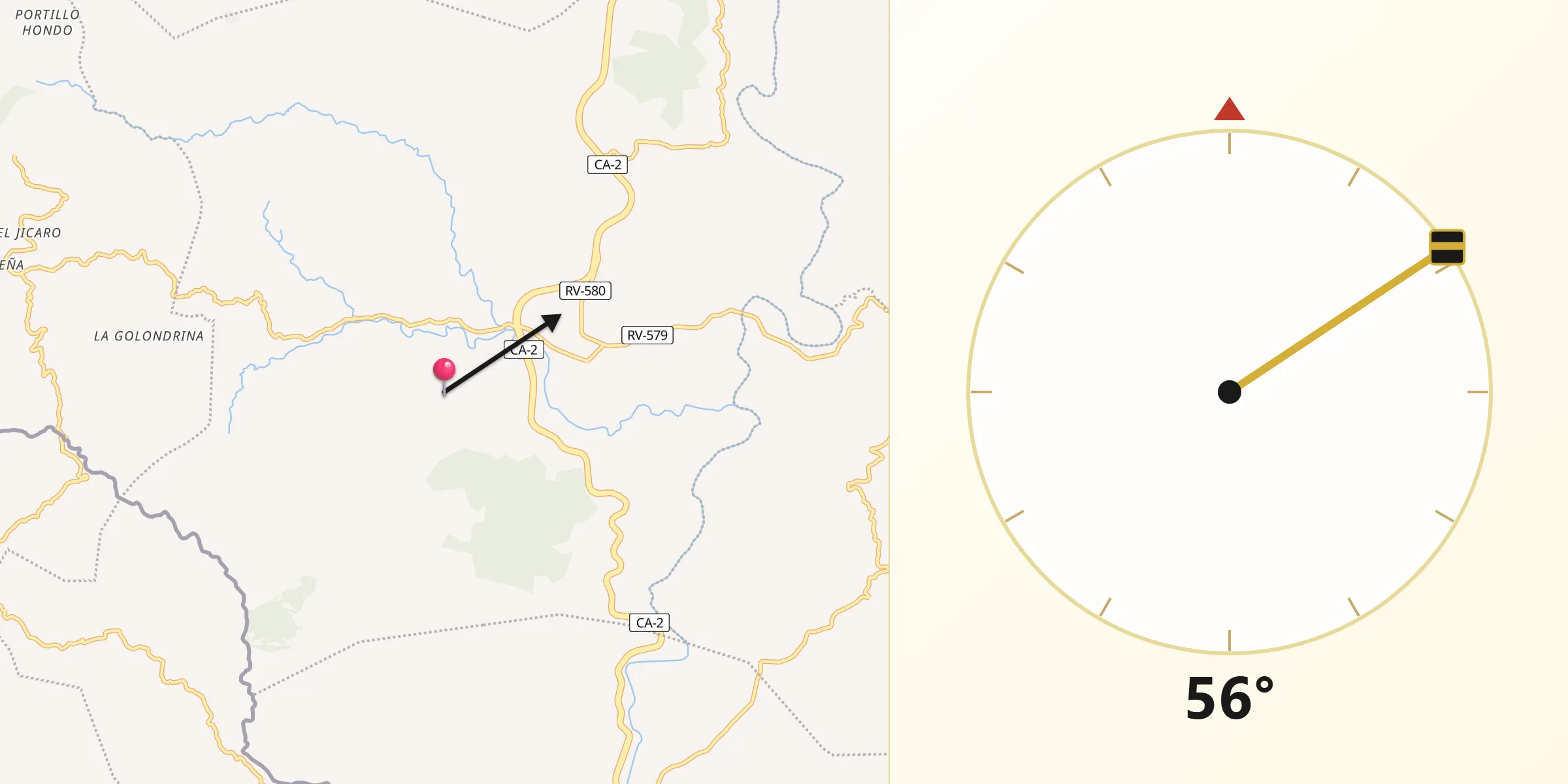 Dirección de la Qibla desde San Antonio del Norte