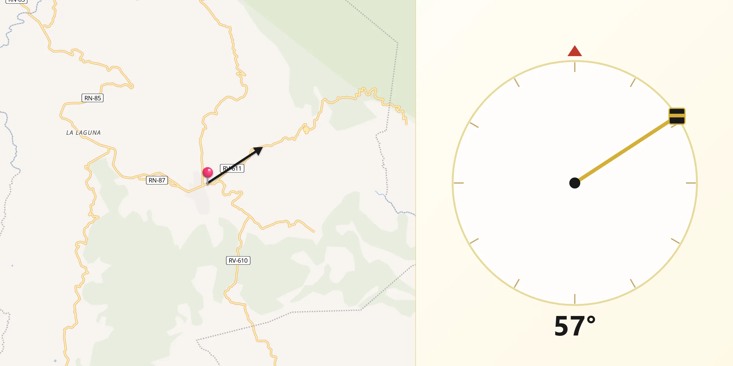 Dirección de la Qibla desde Güinope