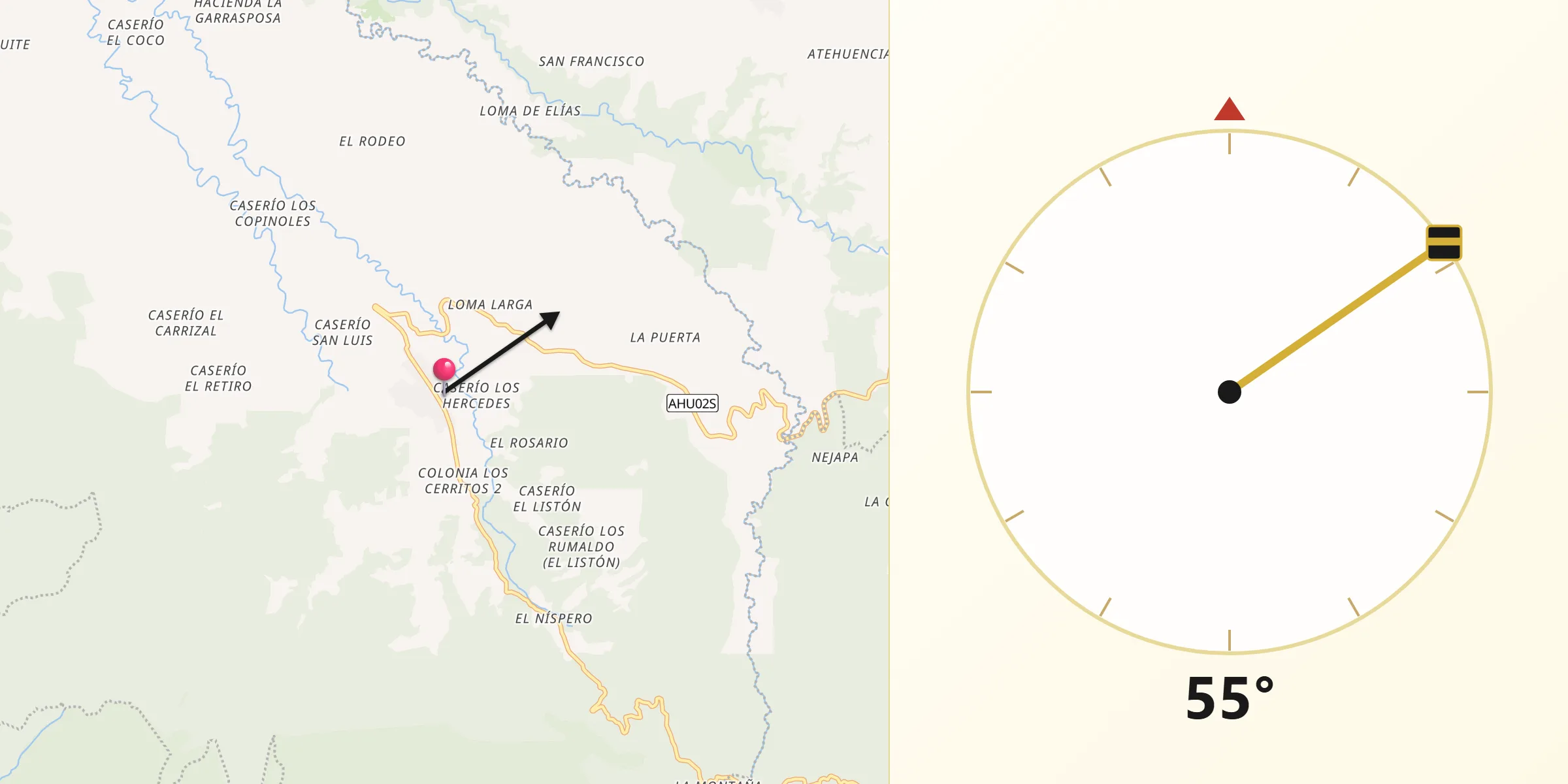 Dirección de la Qibla desde Tacuba