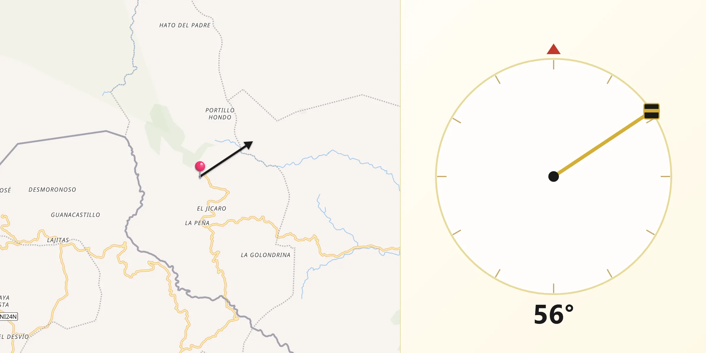 Dirección de la Qibla desde Mercedes de Oriente