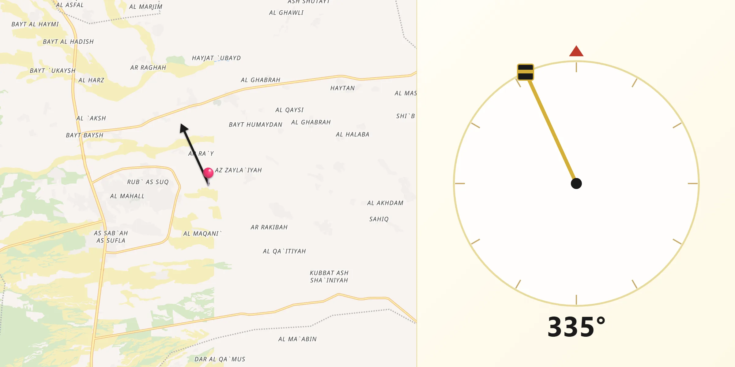 اتجاه القبلة من حيس