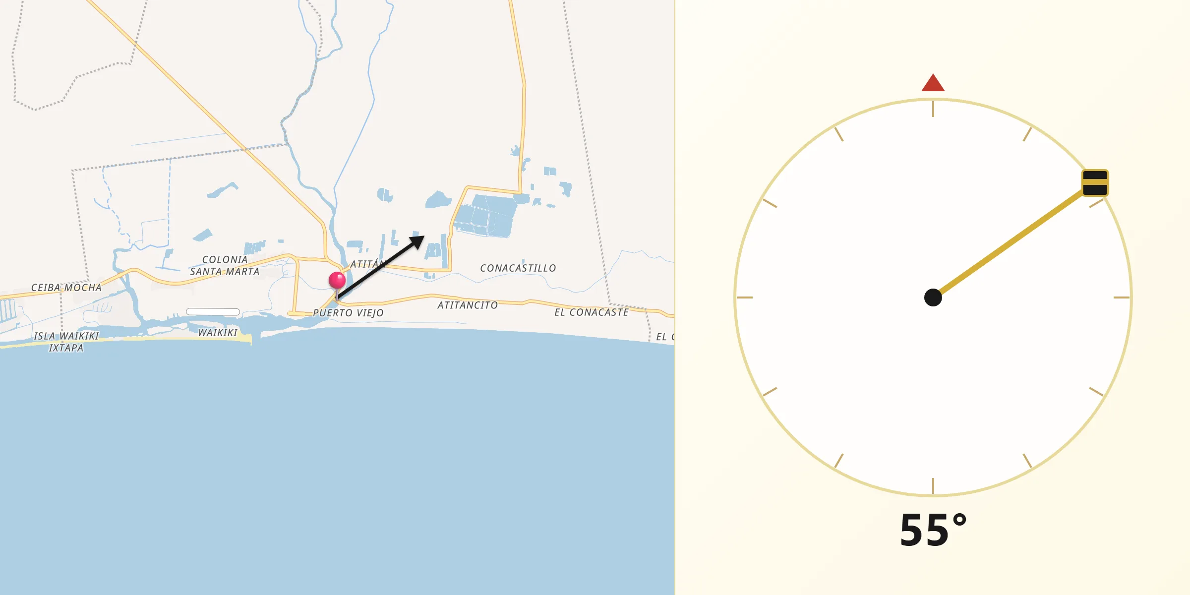 Dirección de la Qibla desde Iztapa