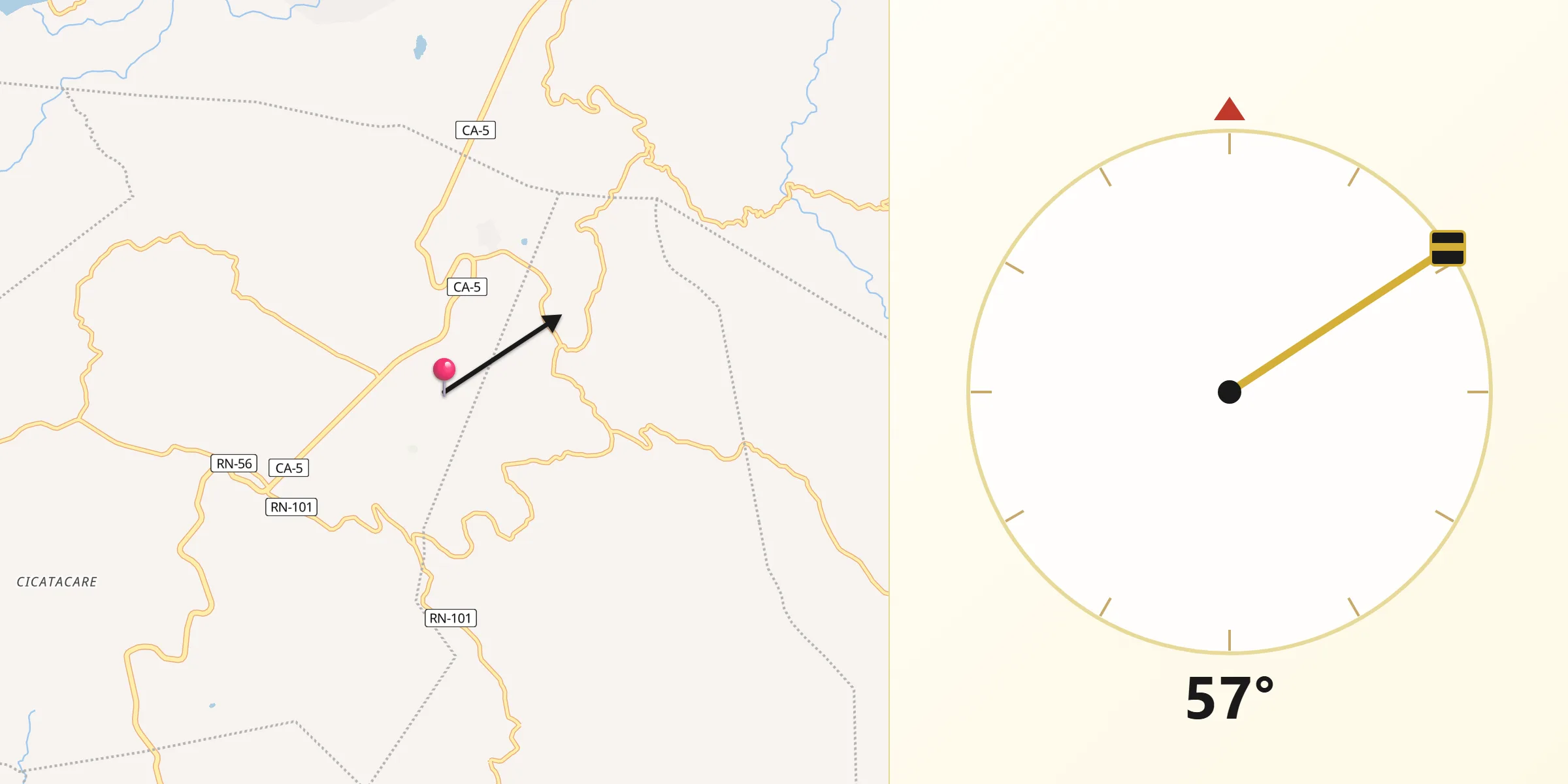 Dirección de la Qibla desde Santa Ana