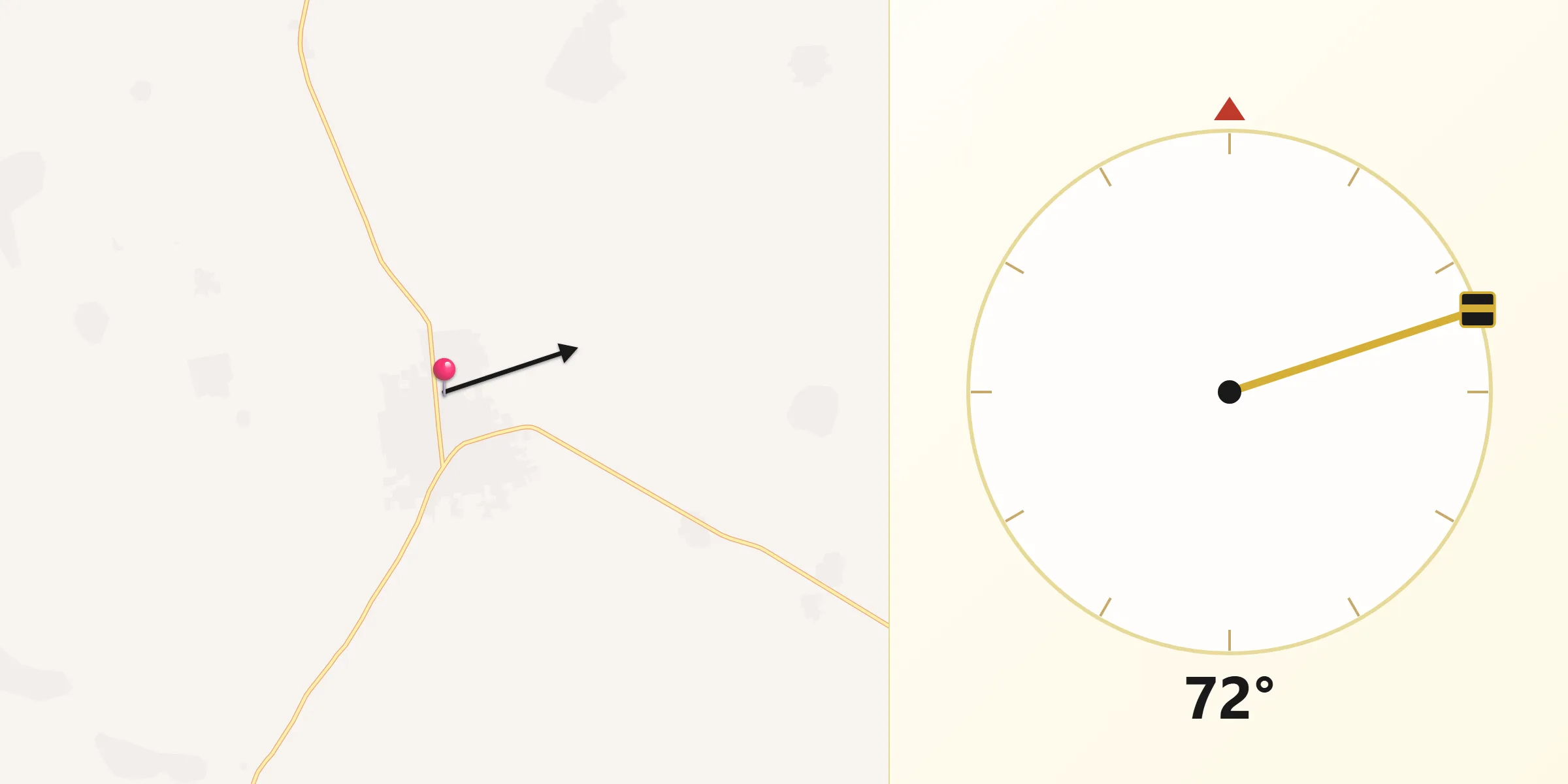Direction vers la Qibla depuis Mayahi