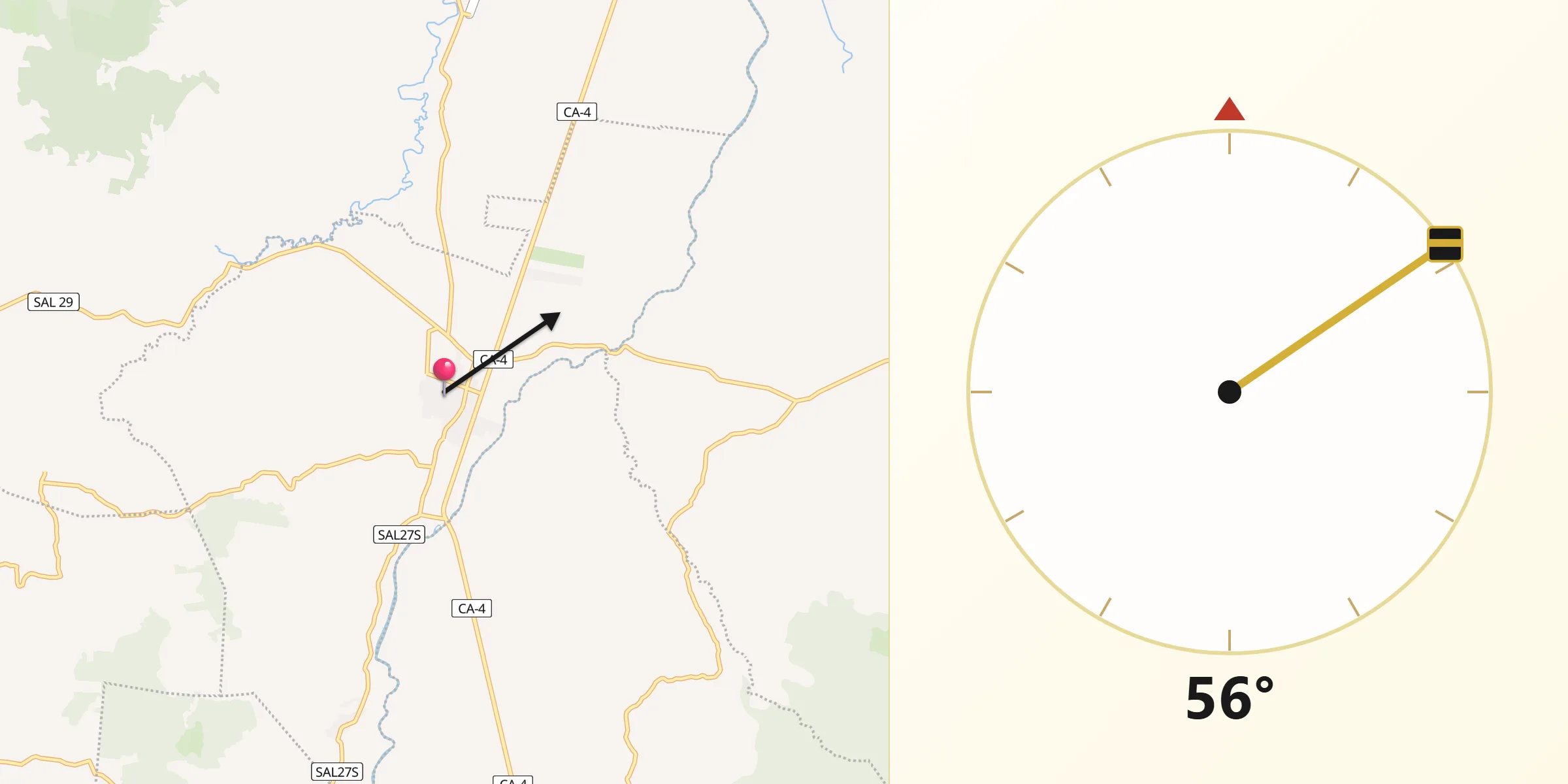 Dirección de la Qibla desde Aguilares