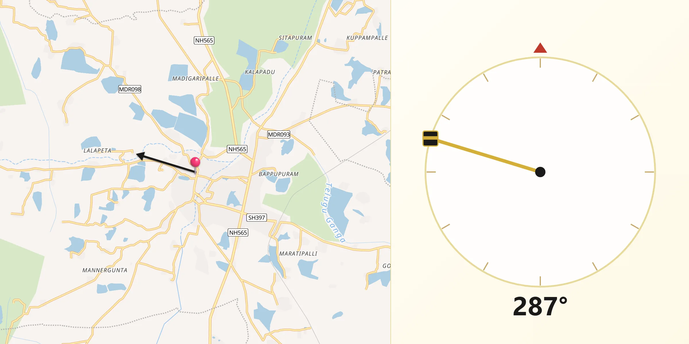 Qibla Direction from Venkatagiri