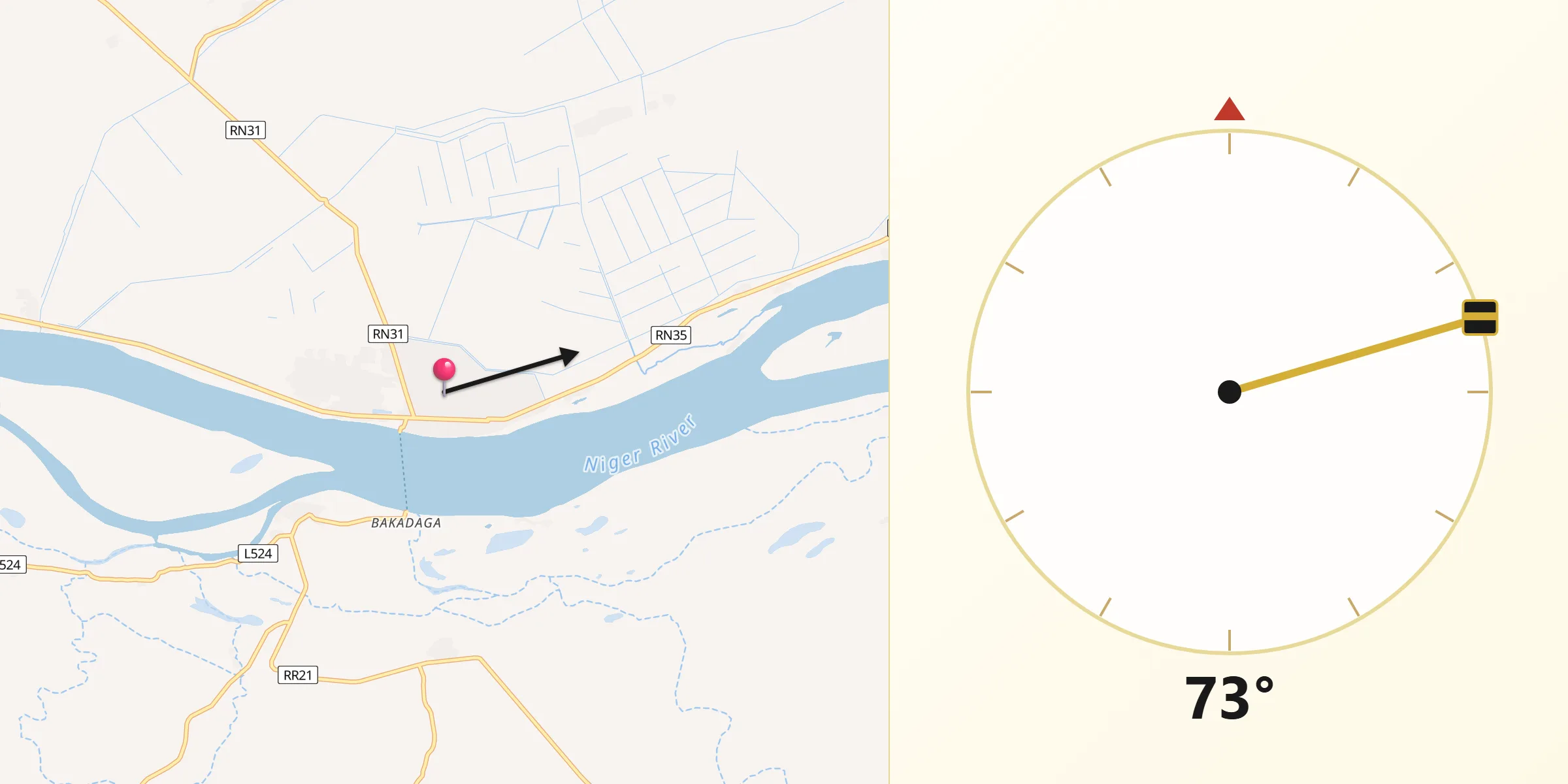 Direction vers la Qibla depuis Ké-Macina