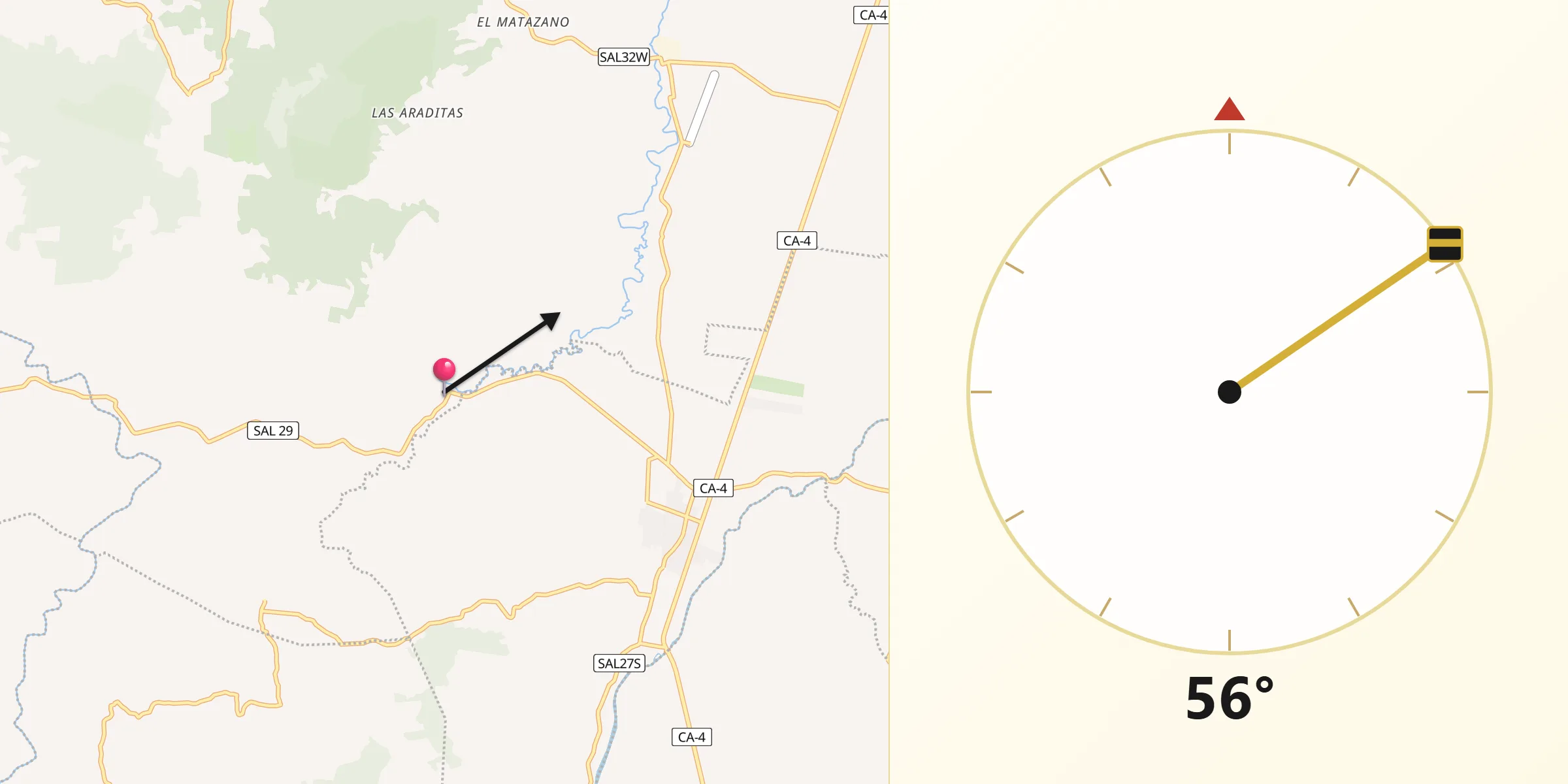 Dirección de la Qibla desde El Paisnal