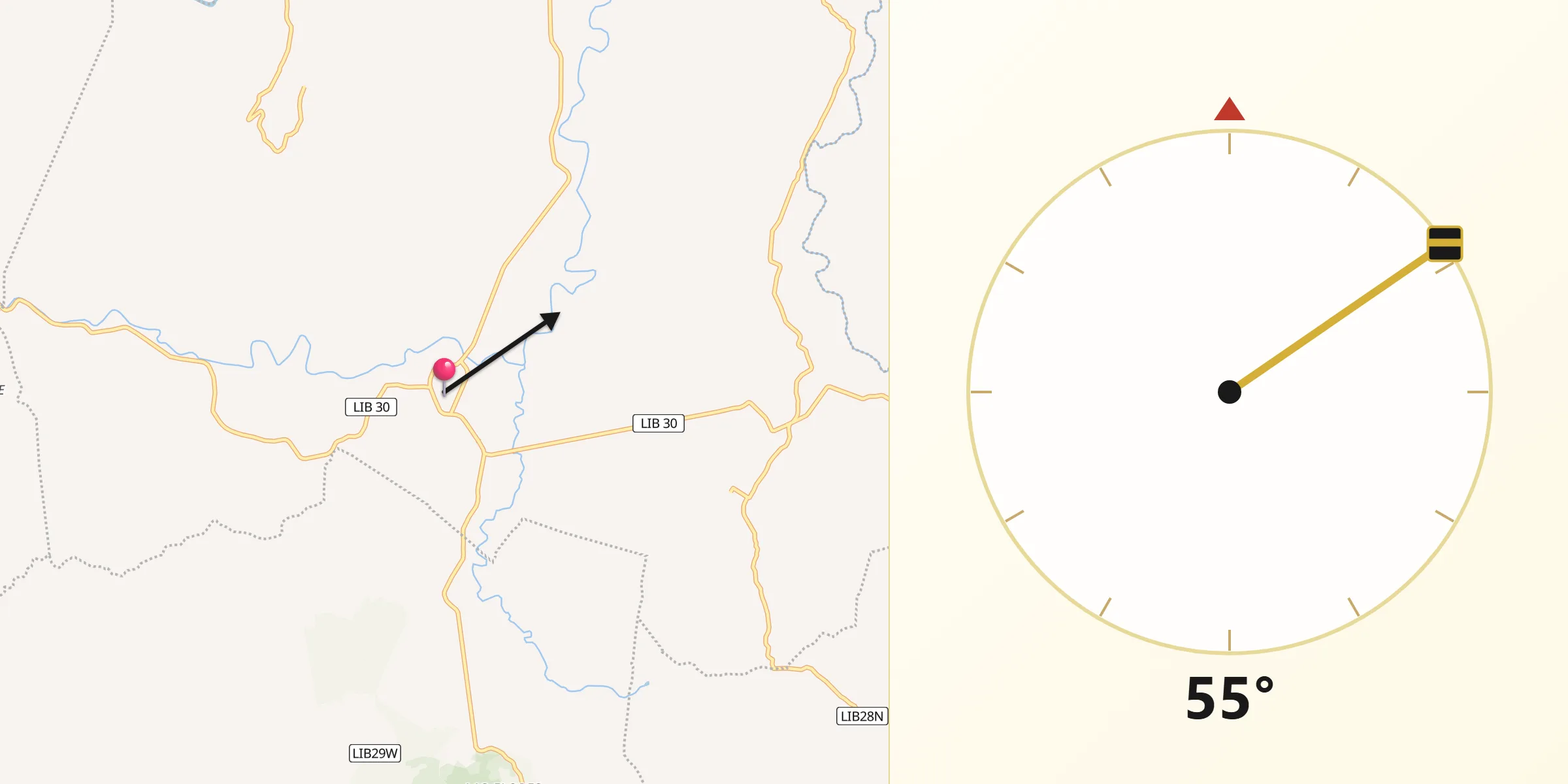 Dirección de la Qibla desde San Pablo Tacachico