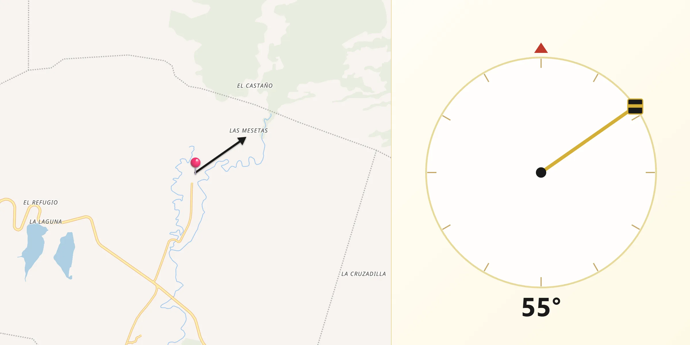 Dirección de la Qibla desde Pasaco