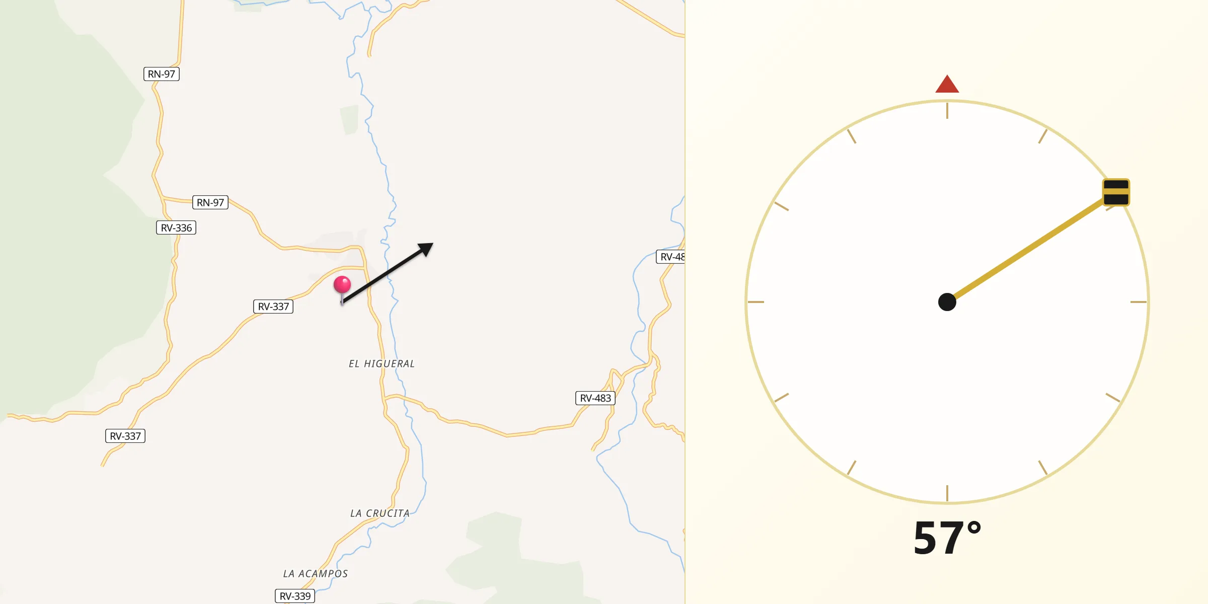 Dirección de la Qibla desde Jutiapa