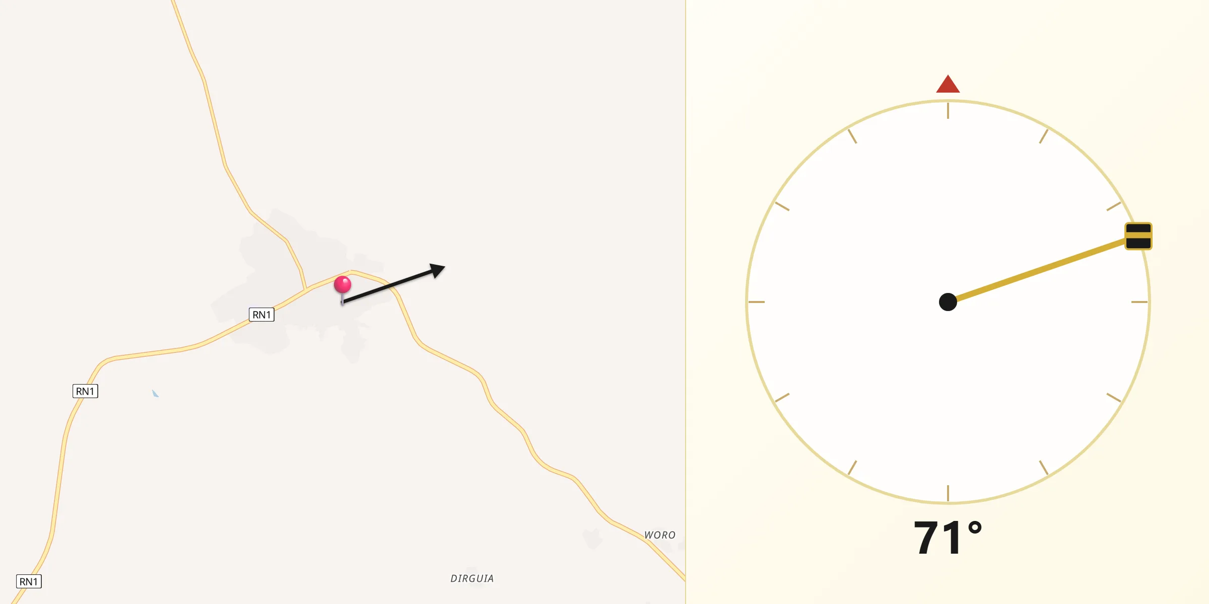Direction vers la Qibla depuis Gouré