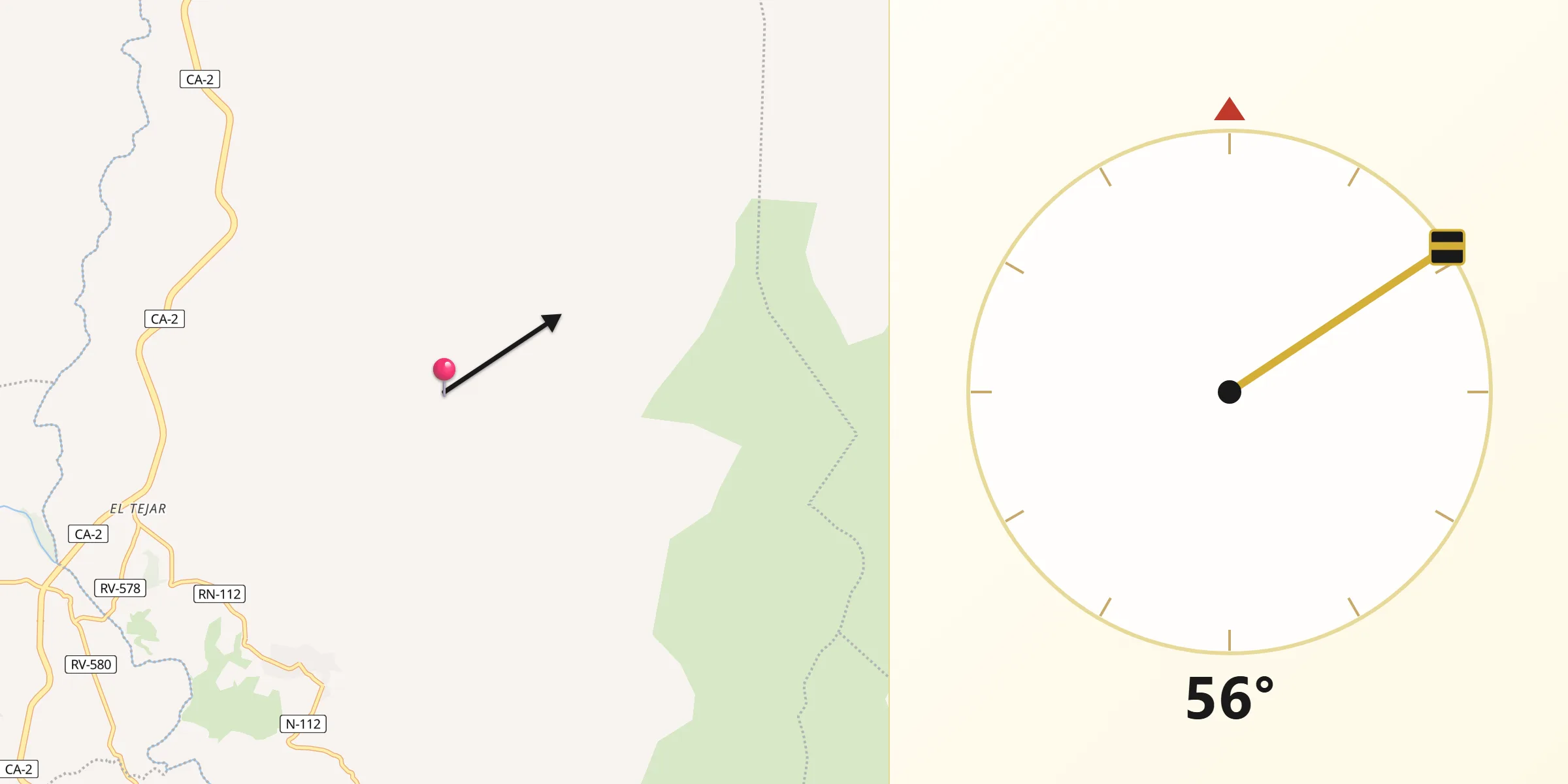 Dirección de la Qibla desde Aguanqueterique