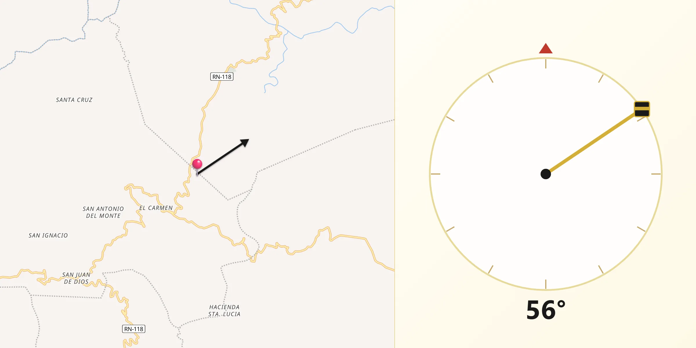 Dirección de la Qibla desde Jiquinlaca