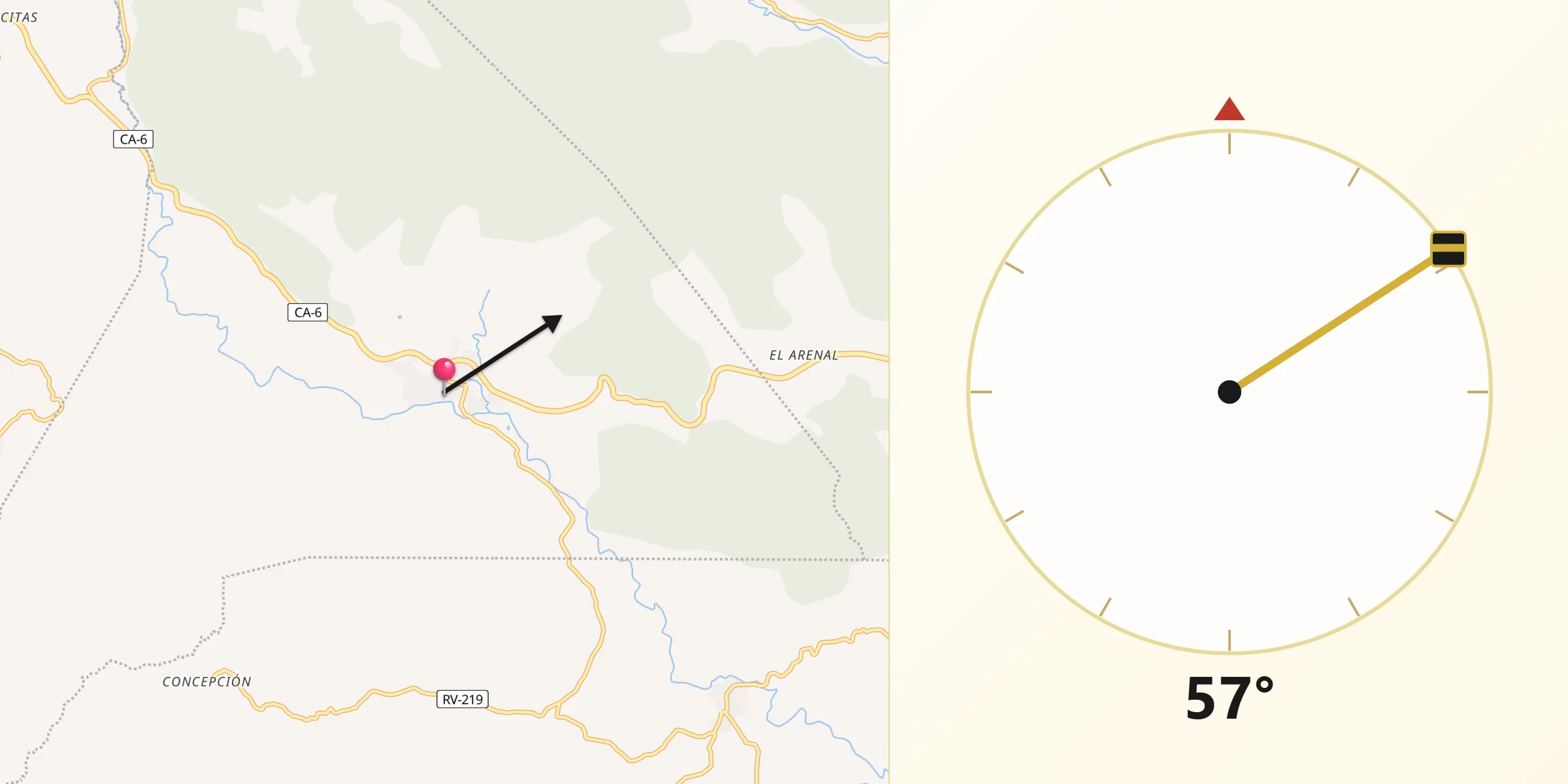 Dirección de la Qibla desde Jacaleapa