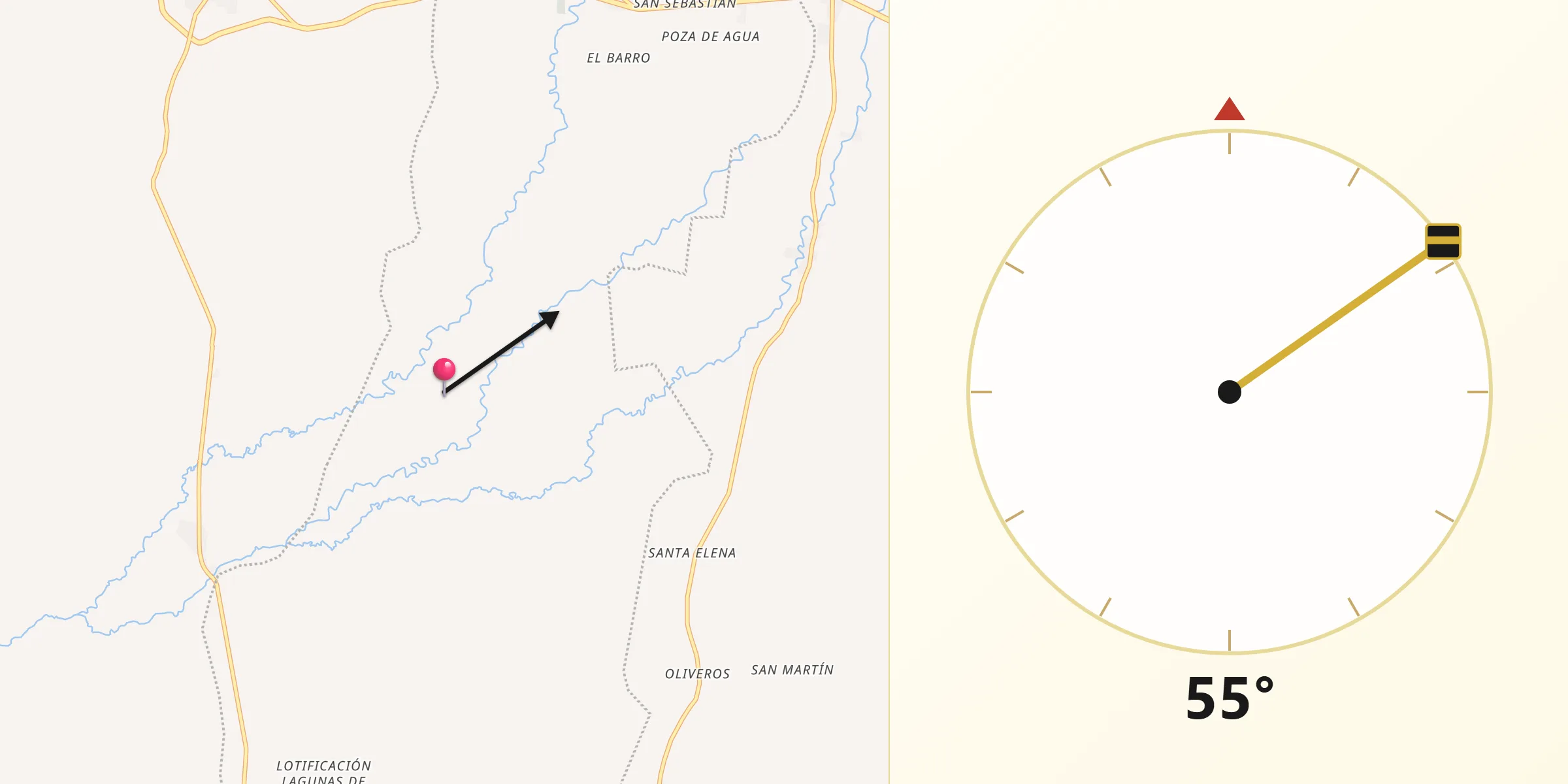 Dirección de la Qibla desde Municipio de Guazacapán