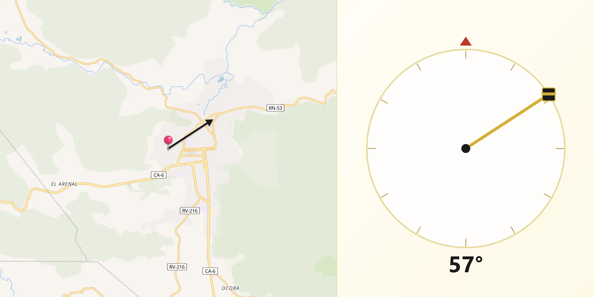 Dirección de la Qibla desde Danlí