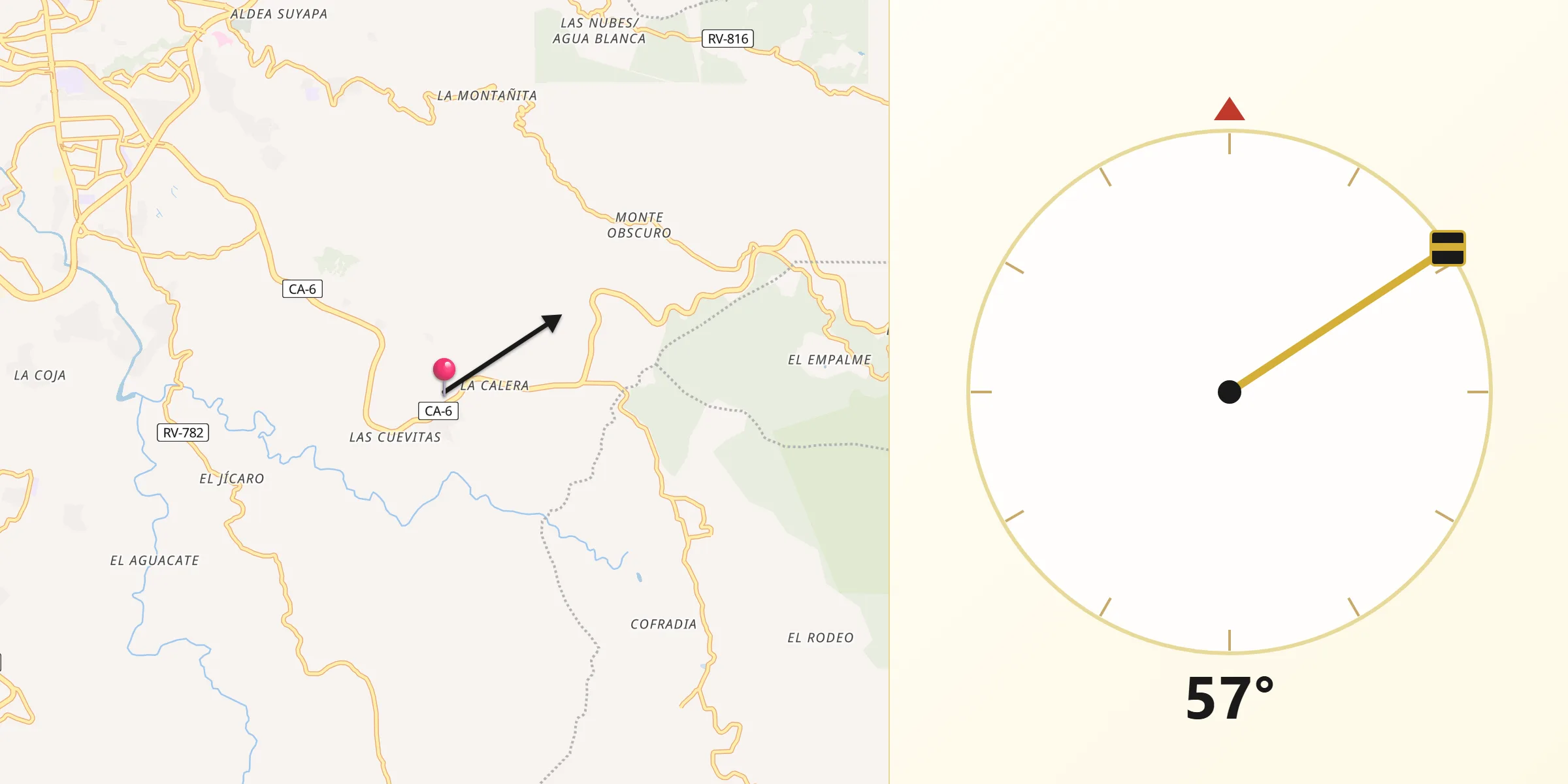 Dirección de la Qibla desde Villa Nueva