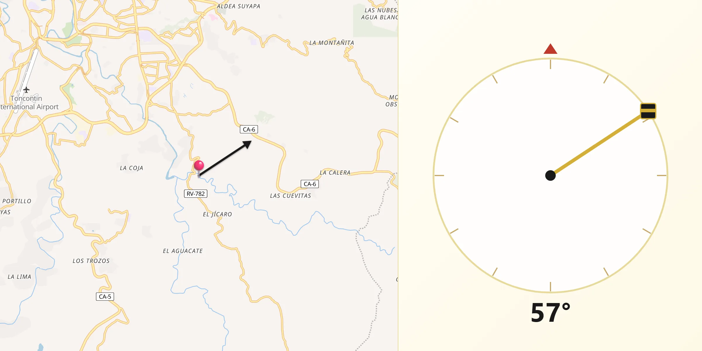 Dirección de la Qibla desde El Tablón