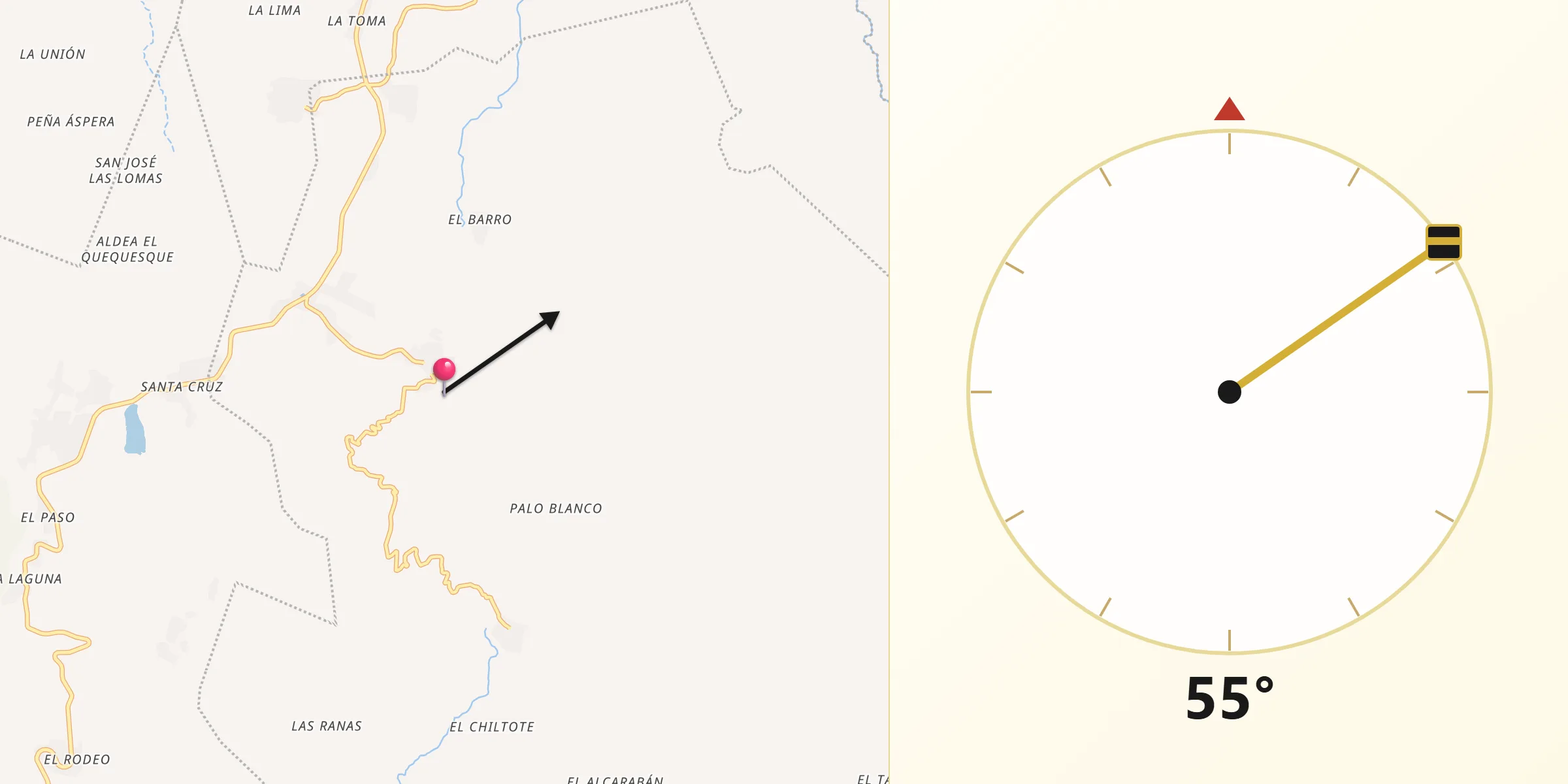 Dirección de la Qibla desde Conguaco