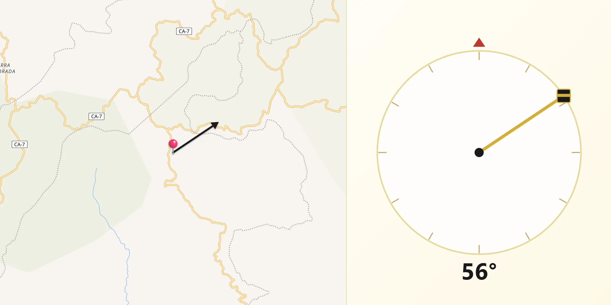 Dirección de la Qibla desde Los Planes