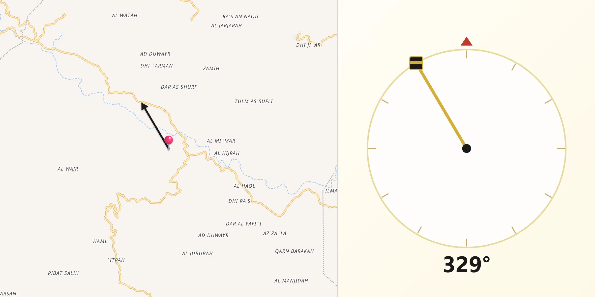اتجاه القبلة من النادرة