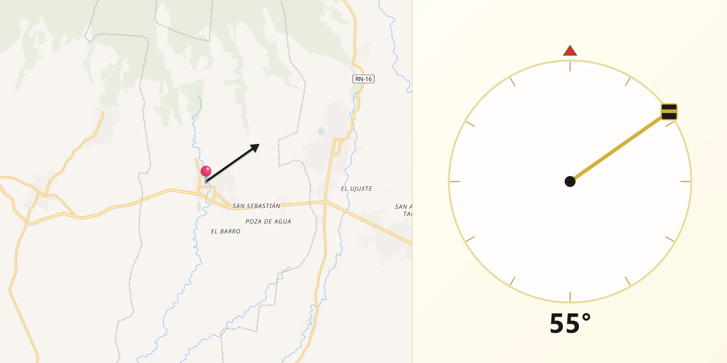 Dirección de la Qibla desde Guazacapán