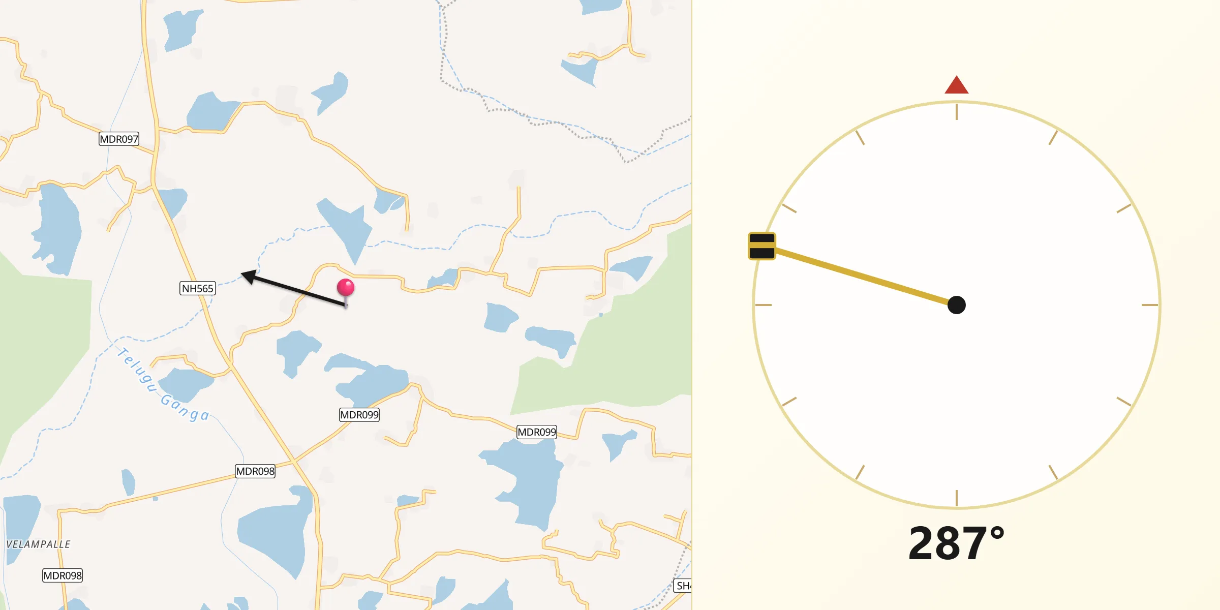 Qibla Direction from Nellore
