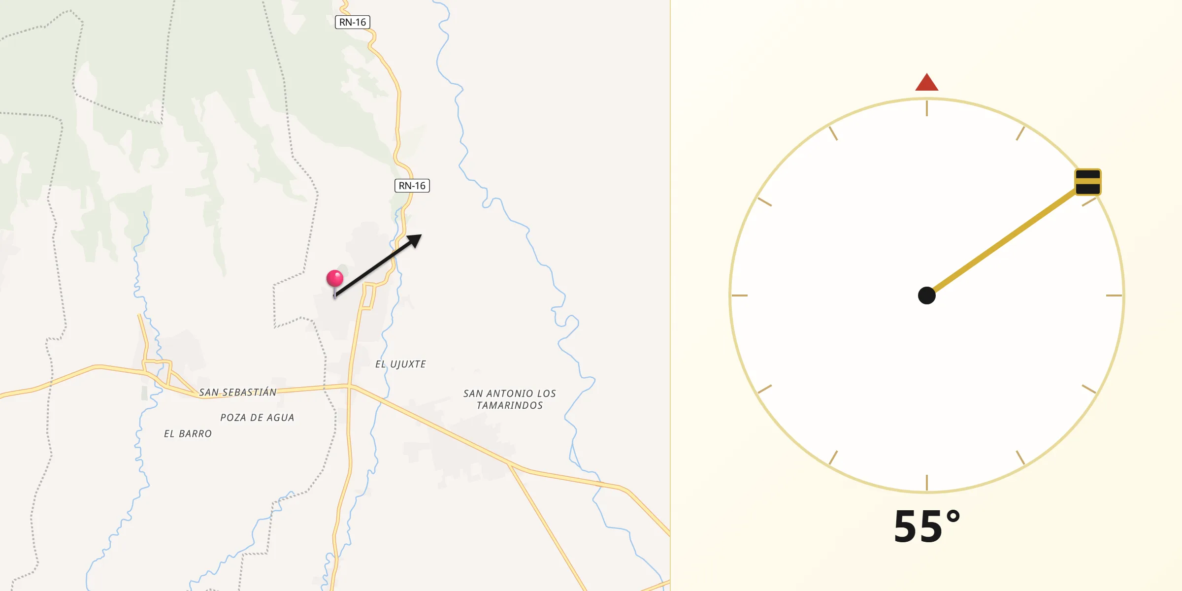 Dirección de la Qibla desde Chiquimulilla