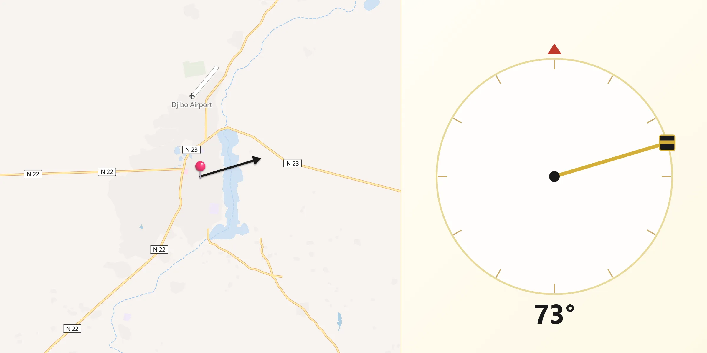 Direction vers la Qibla depuis Djibo