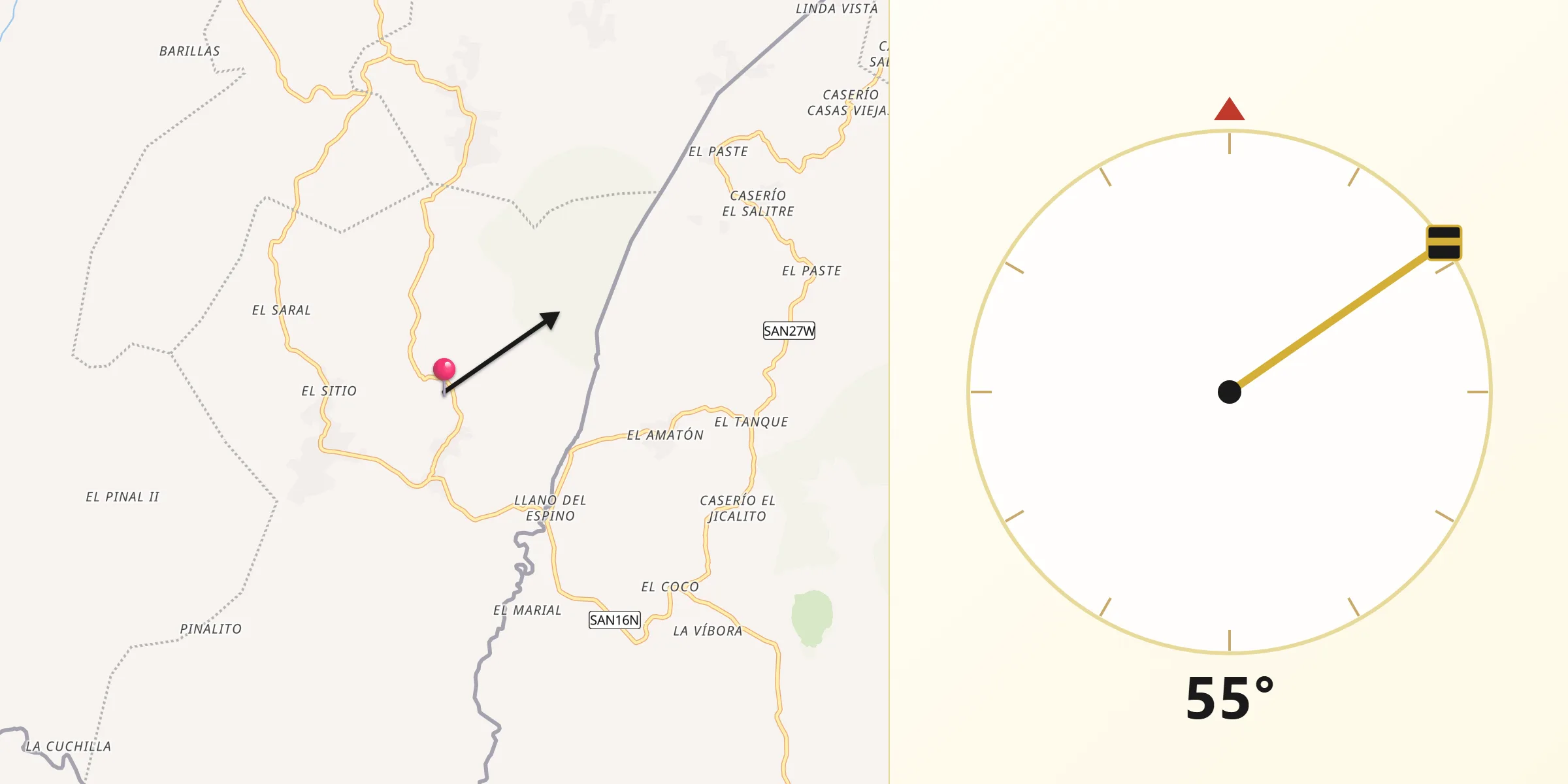 Dirección de la Qibla desde Jerez