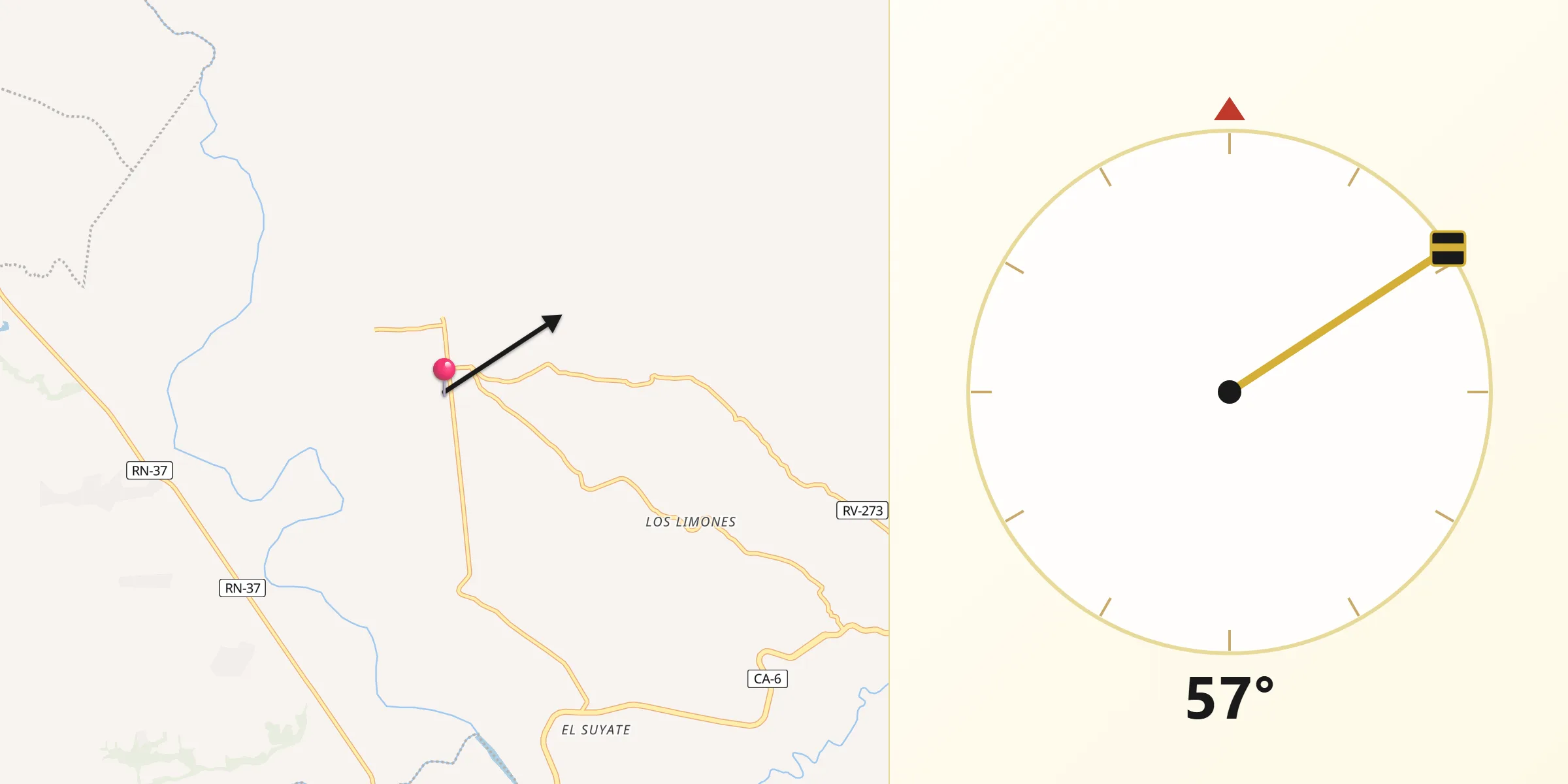Dirección de la Qibla desde Morocelí