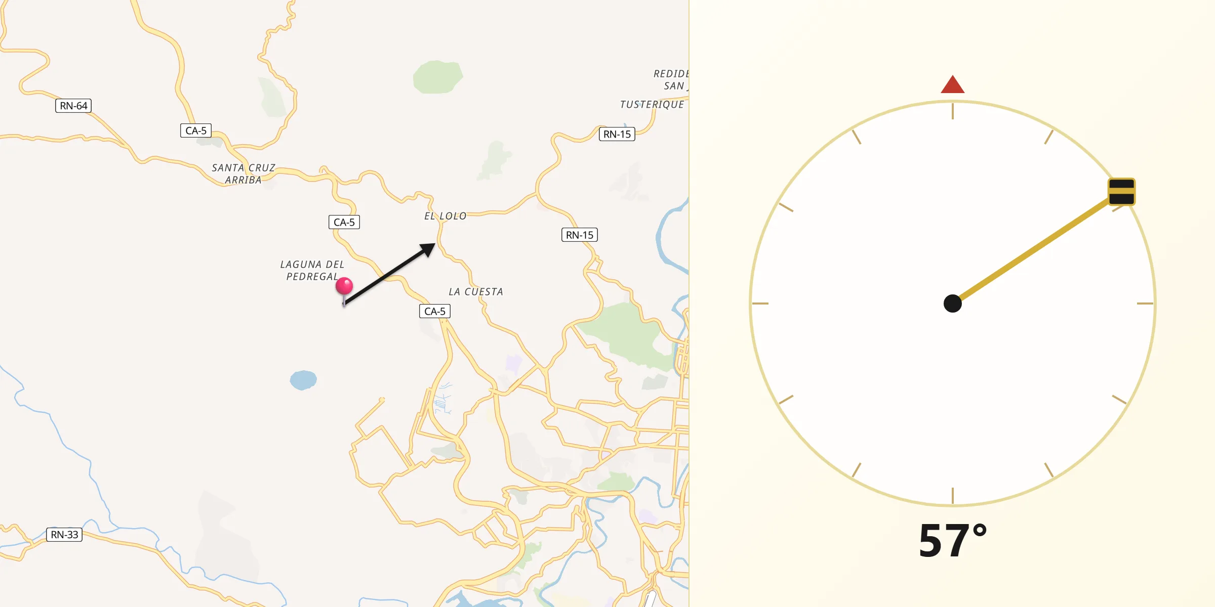 Dirección de la Qibla desde El Lolo