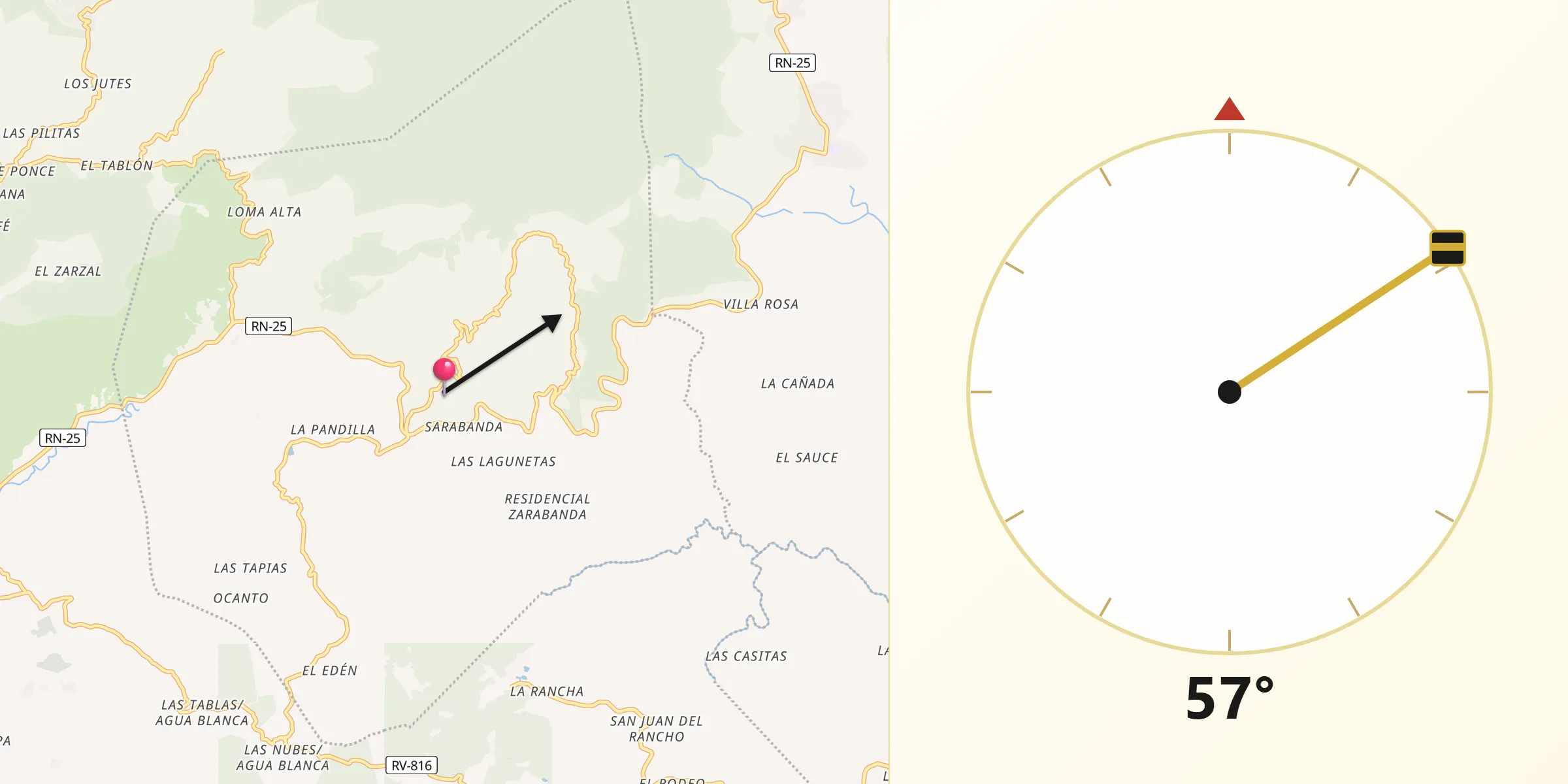Dirección de la Qibla desde Santa Lucía