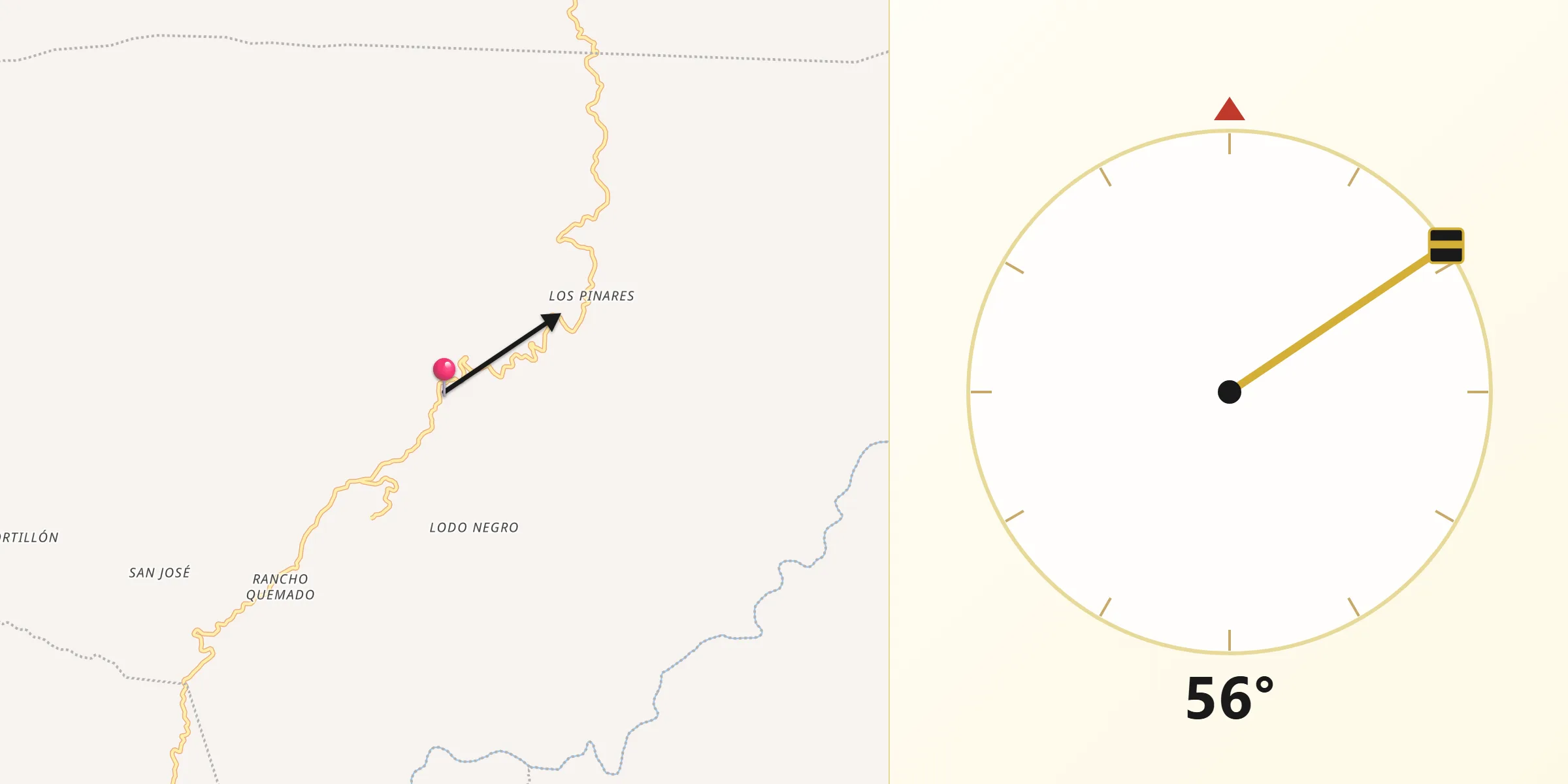 Dirección de la Qibla desde San Marcos de la Sierra