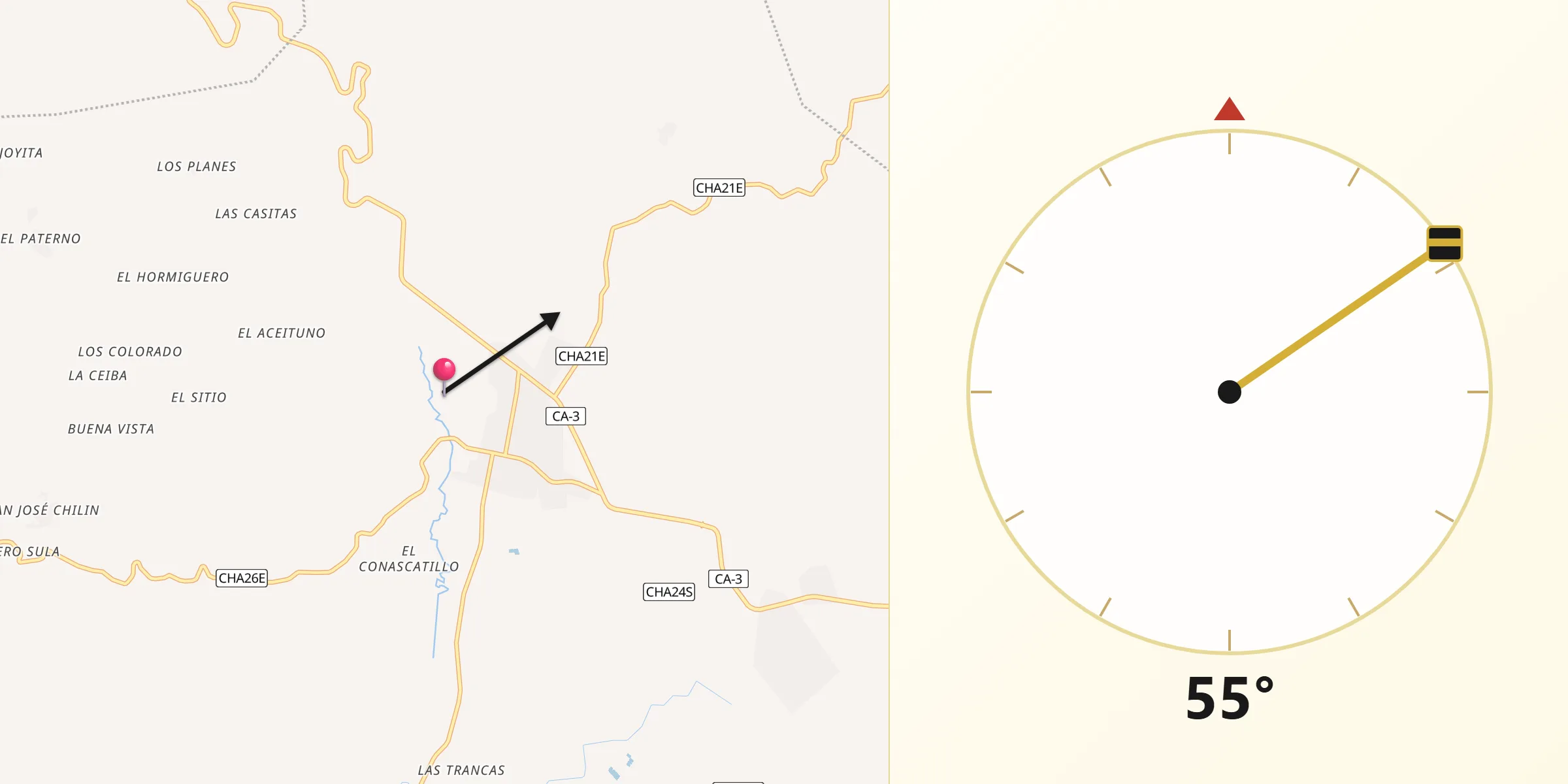 Dirección de la Qibla desde Nueva Concepción