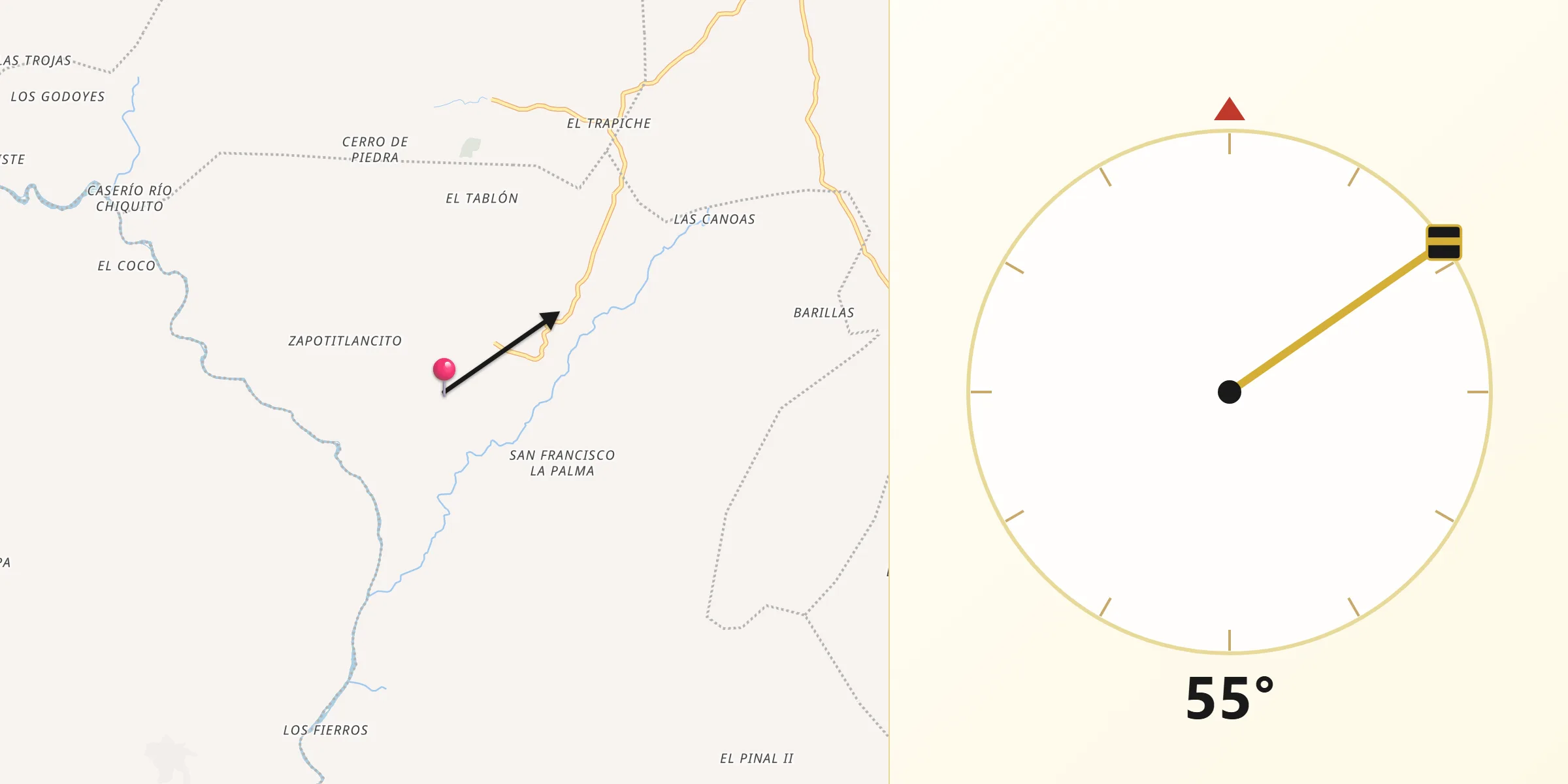 Dirección de la Qibla desde Zapotitlán